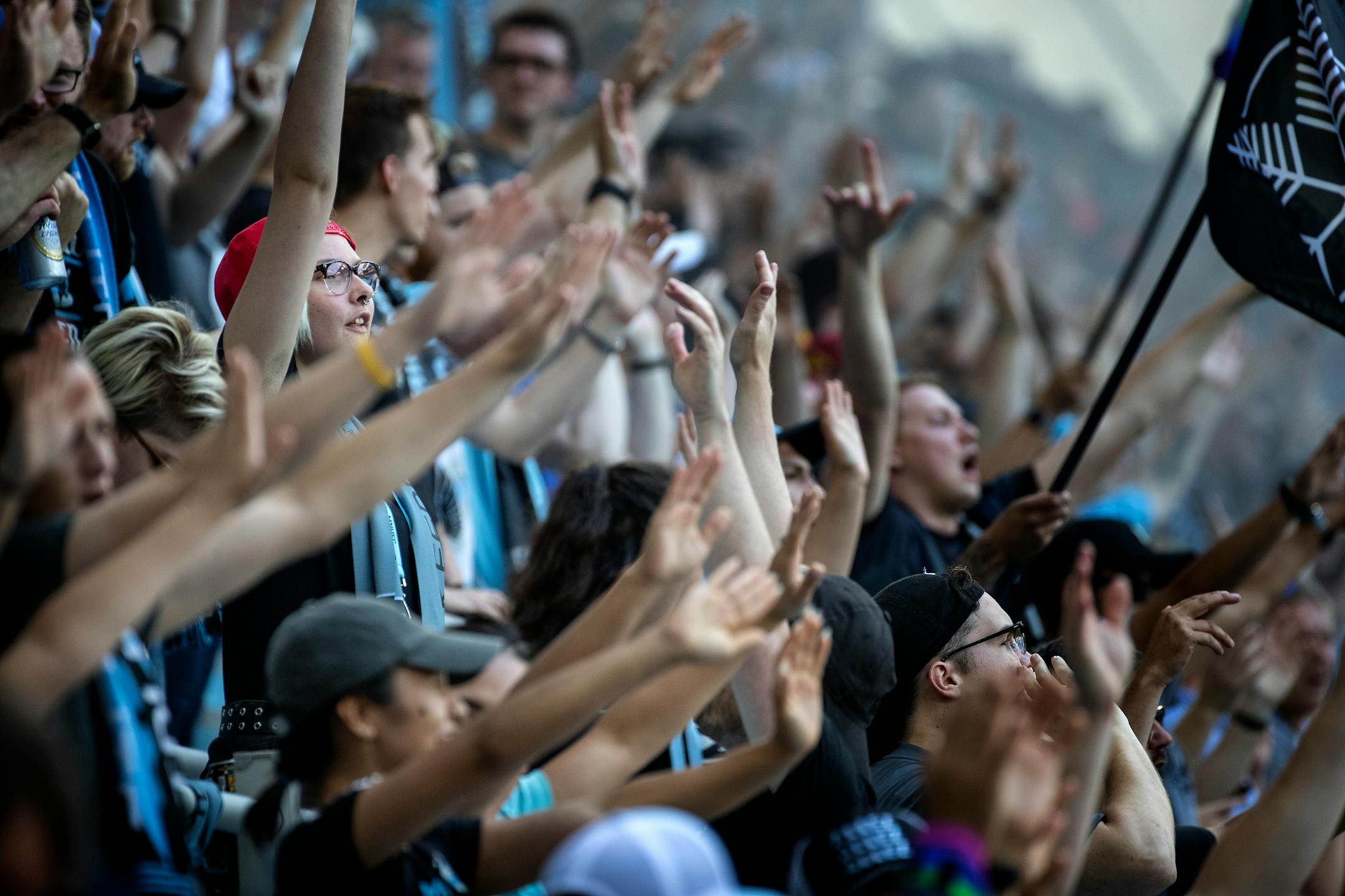 Minnesota United FC fans cheered before the start of the game. ] CARLOS GONZALEZ • cgonzalez@startribune.com – St. Paul, MN – July 10, 2019, Allianz Field, MLS Soccer, Minnesota United FC Loons vs. New Mexico United in the U.S. Open Cup quarterfinals