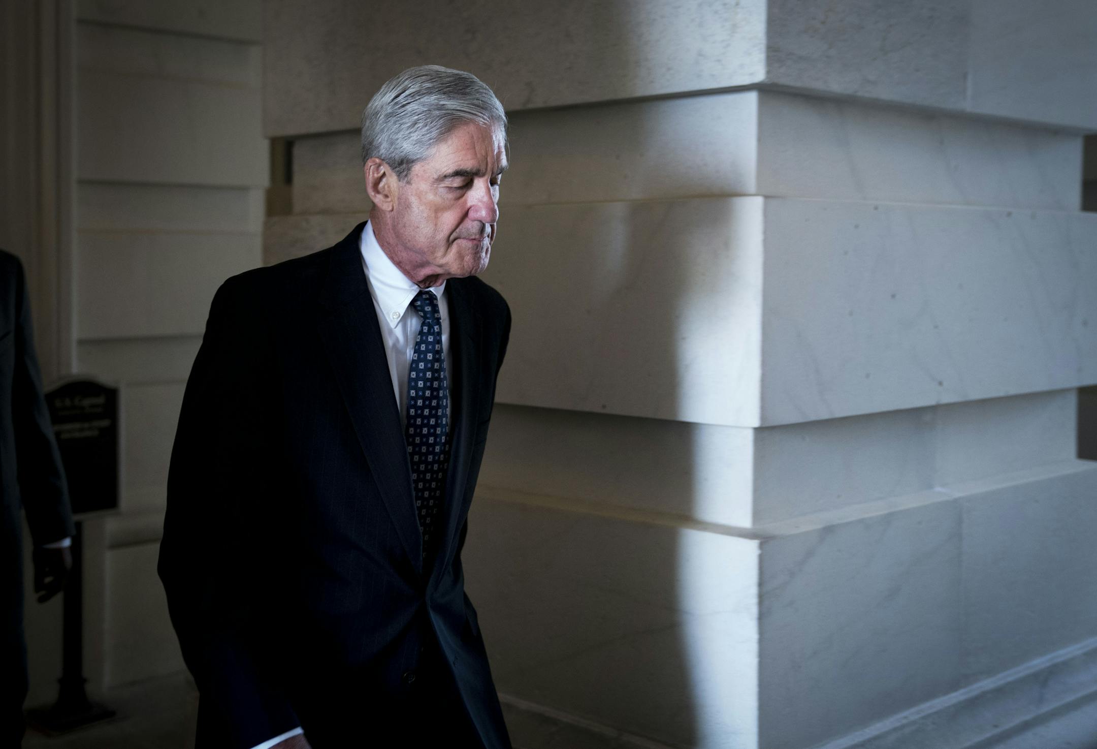 FILE-- Robert Mueller, the special counsel leading the Russia investigation, leaves the Capitol in Washington, June 21, 2017. Mueller is scrutinizing tweets and negative statements from the president about Attorney General Jeff Sessions and the former FBI director James Comey, according to three people briefed on the matter in 2018. (Doug Mills/The New York Times)