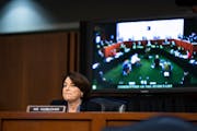 Sen. Amy Klobuchar (D-Minn.) attends a Senate Judiciary Committee business meeting in Washington, Oct. 15, 2020, on the fourth day of the confirmation