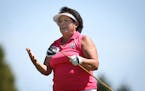 Nancy Lopez watched her drive off the first tee during the Greats of Golf Challenge. ]JIM GEHRZ • james.gehrz@startribune.com / Blaine, MN / August 