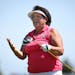 Nancy Lopez watched her drive off the first tee during the Greats of Golf Challenge. ]JIM GEHRZ • james.gehrz@startribune.com / Blaine, MN / August 