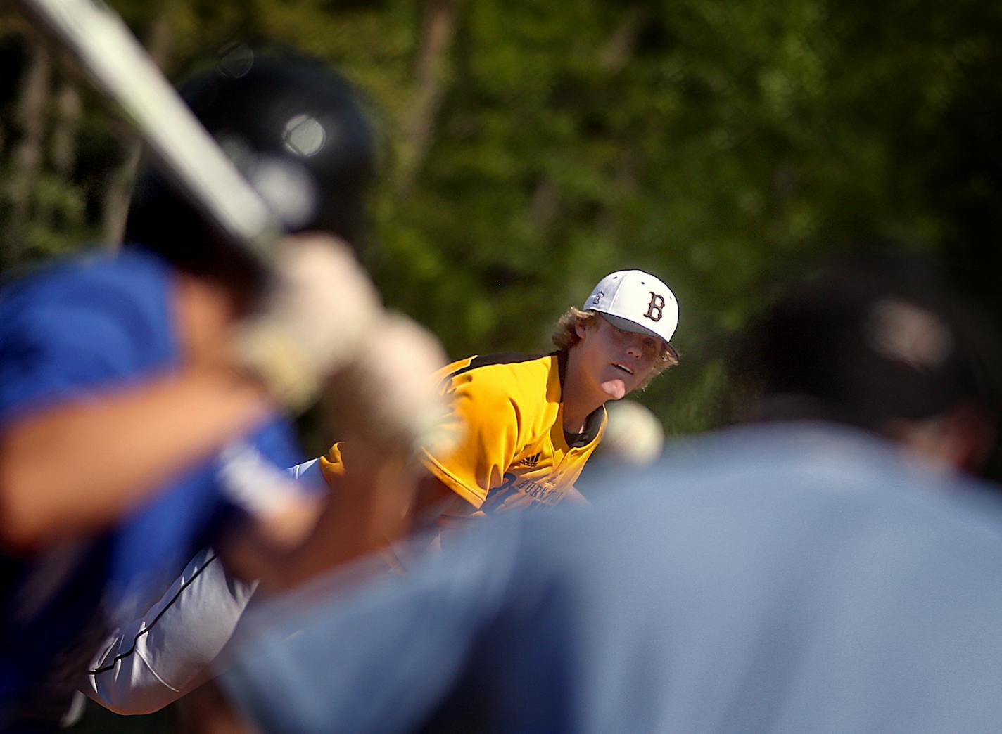 Burnsville High School pitcher Sam Carlson pitched against Eastview in a recent game at Alimagnet Park in Burnsville. ] JIM GEHRZ &#xef; james.gehrz@startribune.com / Burnsville, MN / May 18, 2016 4:30 PM &#xf1; BACKGROUND INFORMATION: Feature story on high school pitchers and future pitch count. Burnsville's high school baseball team will be hosting Eastview at Alimagnet Park starting at 4:30 p.m. We need photos of Burnsville pitcher Sam Carlson as well as the school/staff charting pitches for