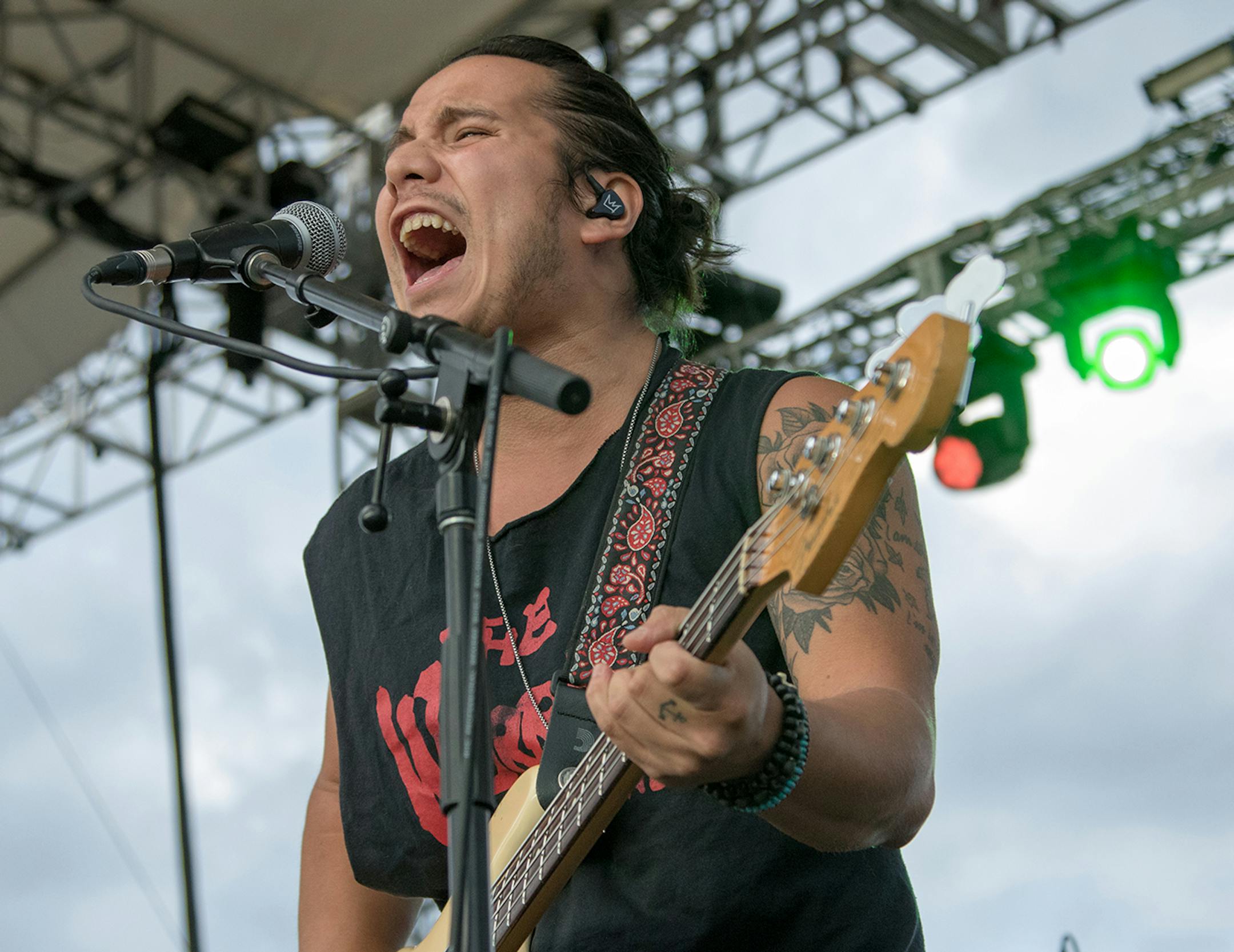 American Authors basist Dave Rublin performs on the Great Clips Stage on day one of the 2016 Basilica Block Party on July 8, 2016 at the Basilica in Minneapolis, Minn. [ Special to Star Tribune, photo by Matt Blewett, matt@mattebphoto.com, Basilica Block Party 2016, 550335 BASILICA070916