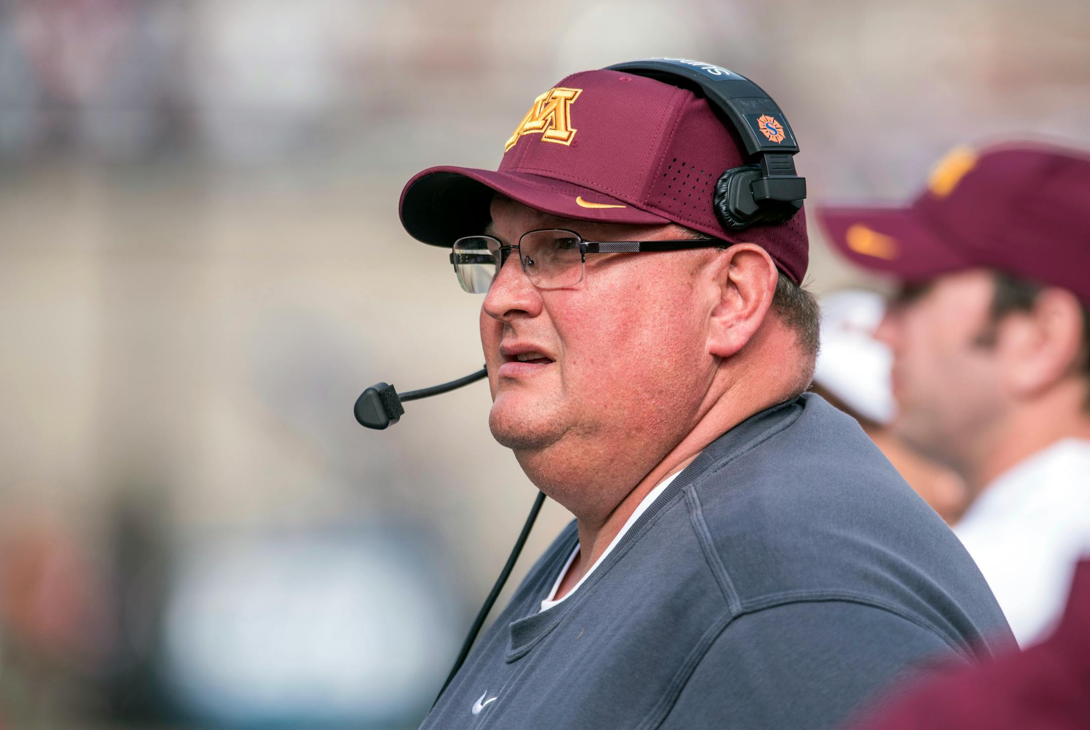 Minnesota coach Tracy Claeys watches from the sideline during the second quarter of an NCAA college football game against Illinois, Saturday, Oct. 29, 2016, at Memorial Stadium in Champaign, Ill. (AP Photo/Bradley Leeb) ORG XMIT: MIN2016110222010800