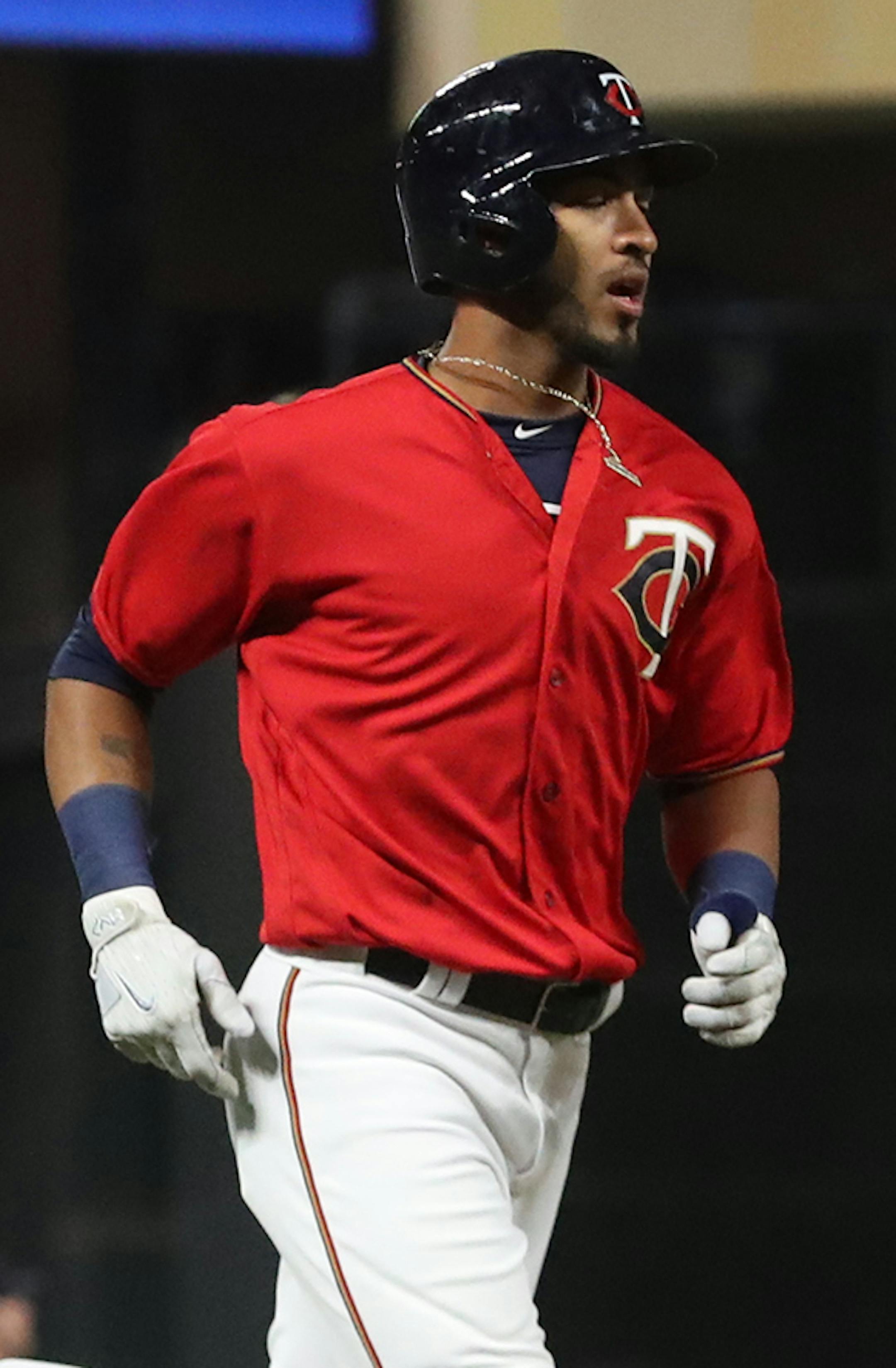 The Minnesota Twins Eddie Rosario (20) rounds third and heads for home after stroking a three-run homer off of Detroit Tigers reliever Joe Jimenez, breaking a 3-3 tie and giving the Twins a 6-3 lead during the 6th inning Friday, April 21, 2017, at Target Field in Minneapolis, MN.] DAVID JOLES ï david.joles@startribune.com Detroit at Twins