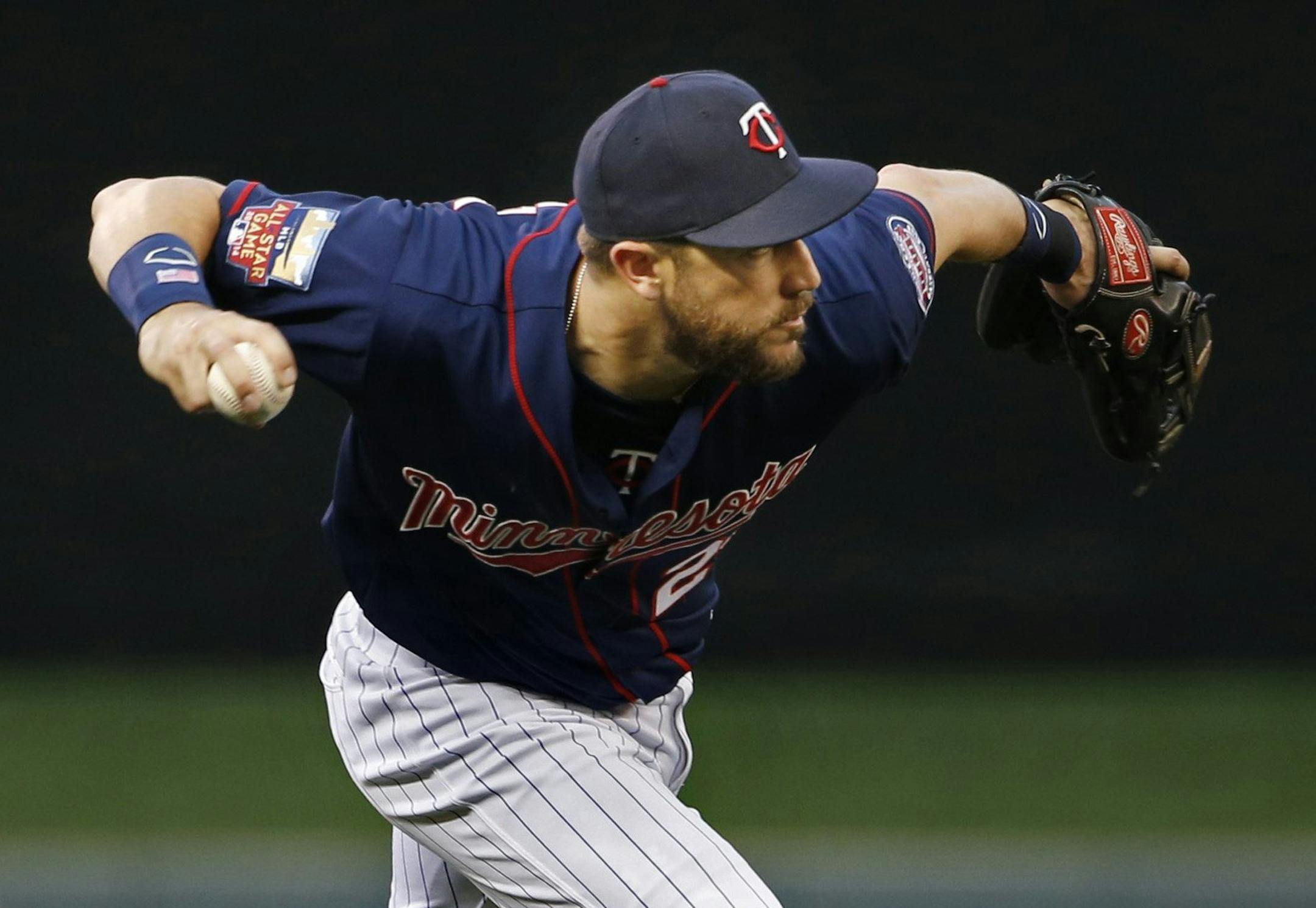 Minnesota Twins third baseman Trevor Plouffe throws out the New York Yankees' Brendan Ryan in the fifth inning at Target Field in Minneapolis on Thursday, July 3, 2014. The Yankees won, 7-4. (Richard Tsong-Taatarii/Minneapolis Star Tribune/MCT) ORG XMIT: 1154750 ORG XMIT: MIN1407032255420642