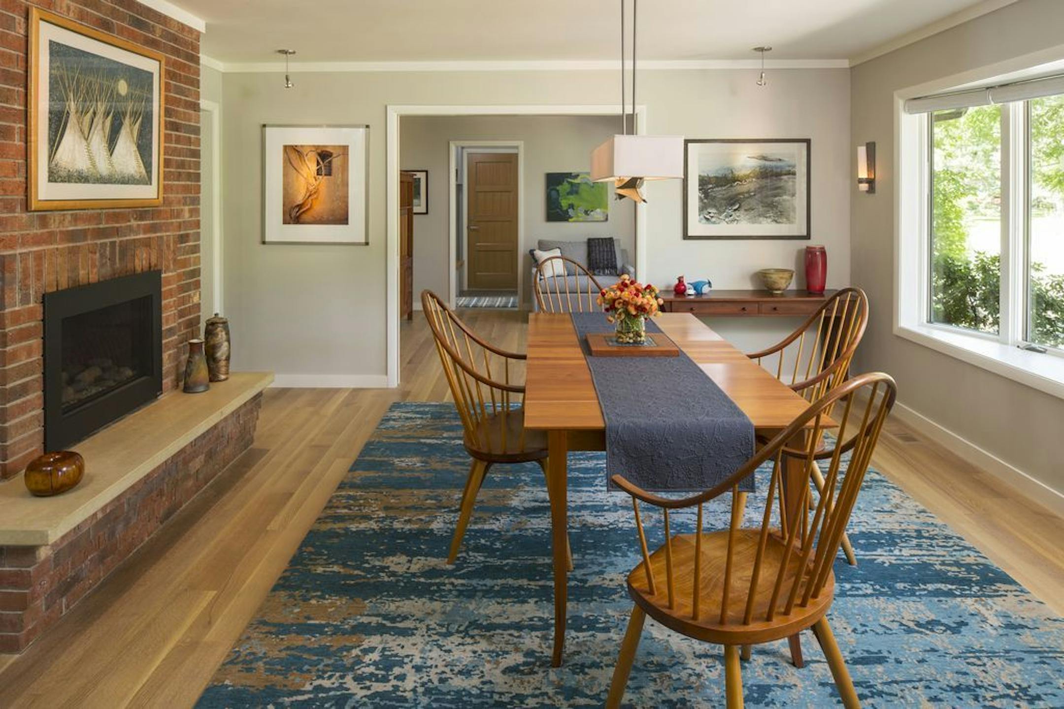 A former living room is now the dining room.