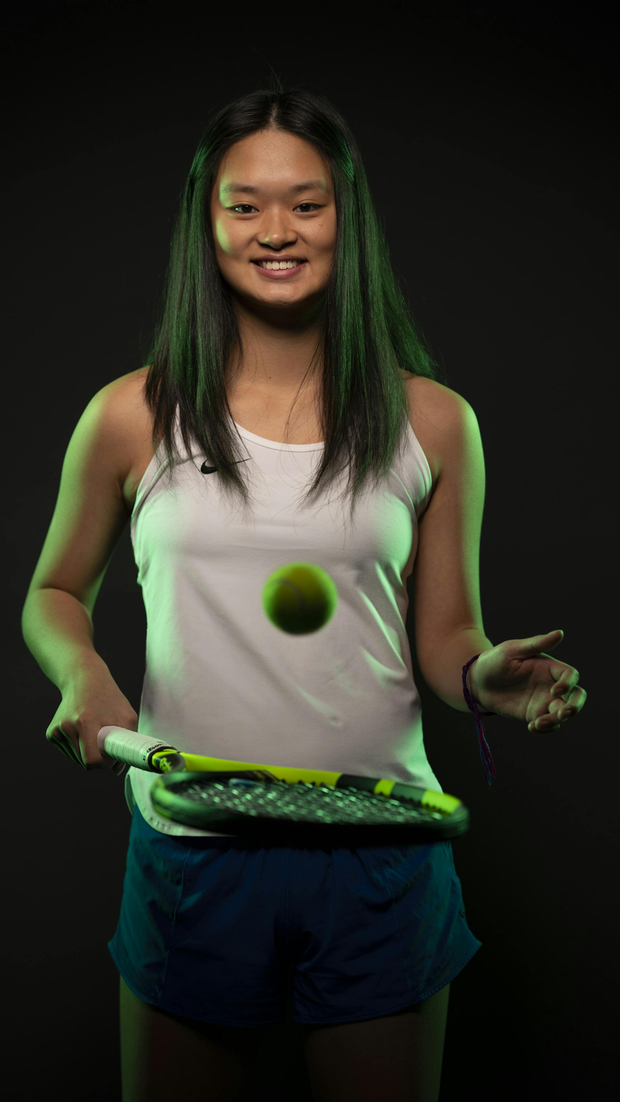 Arlina Shen of Blake High School is the Star Tribune's girls' tennis player of the year. ] JEFF WHEELER • Jeff.Wheeler@startribune.com The Star Tribune's fall Athletes of the Year were photographed in the studio Sunday afternoon, December 1, 2019 in Minneapolis.