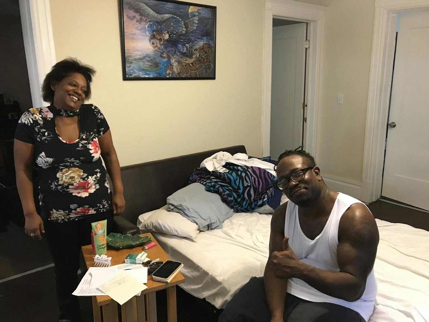 Tameca and Kevin Woods are delighted to be in their newly remodeled home, rented to them by the city of Minneapolis. Their old house, rented out by Mahmood Khan, was "a total wreck," Kevin Woods said. "This place looks like heaven compared to that."