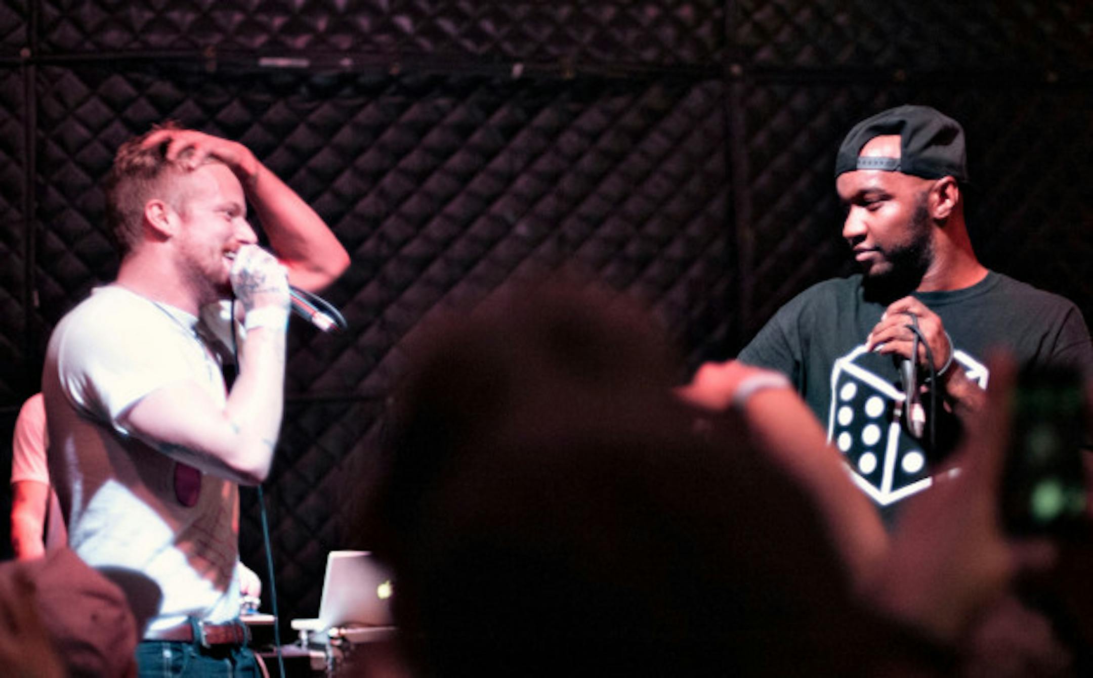 Astronautalis, left, and P.O.S. during a rare Four Fists gig last October at the Triple Rock. / Photo by Leslie Plesser