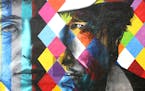 Bob Dylan turns 75, and is remembered in Minneapolis with a mural, 5 stories high, by Brazillian artist Kobra- with multiple images of Bob Dylan.
