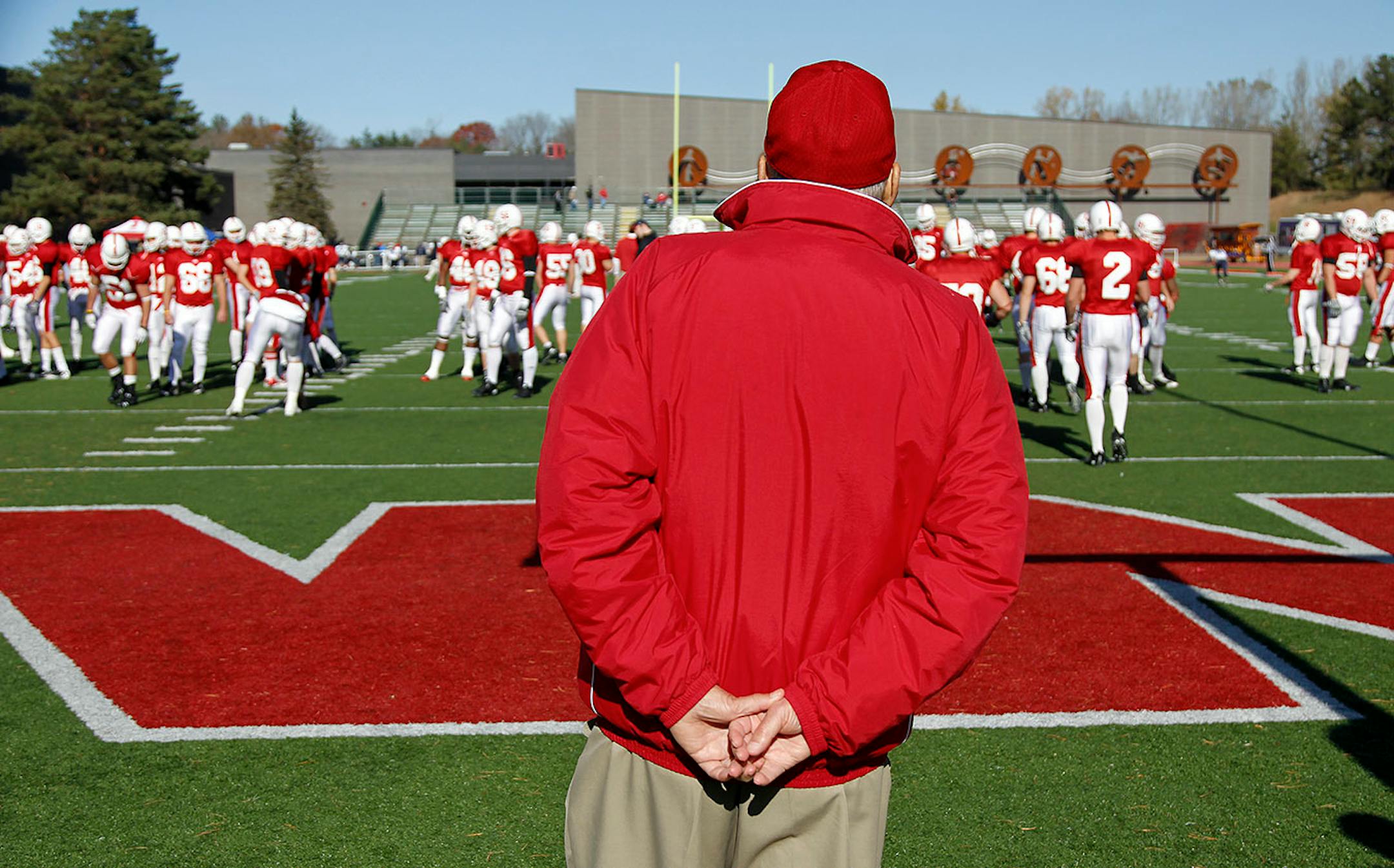John Gagliardi, in his 63rd season, at a St. John's-Carleton football game.