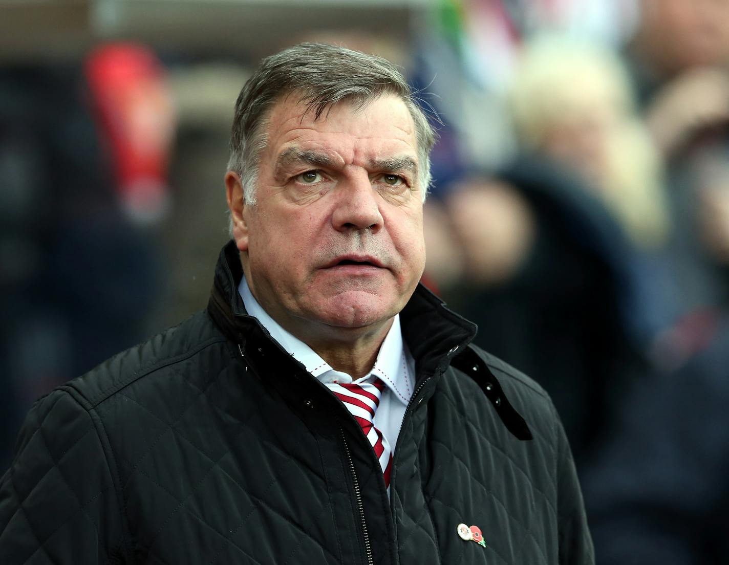 FILE - In this Saturday, Nov. 7, 2015 file photo, Sunderland's manager Sam Allardyce awaits the start of their English Premier League soccer match between Sunderland and Southampton at the Stadium of Light, Sunderland, England. Sam Allardyce has been hired as England's national soccer team manager on a two-year contract, on Friday July 22, 2016. (AP Photo/Scott Heppell, File)