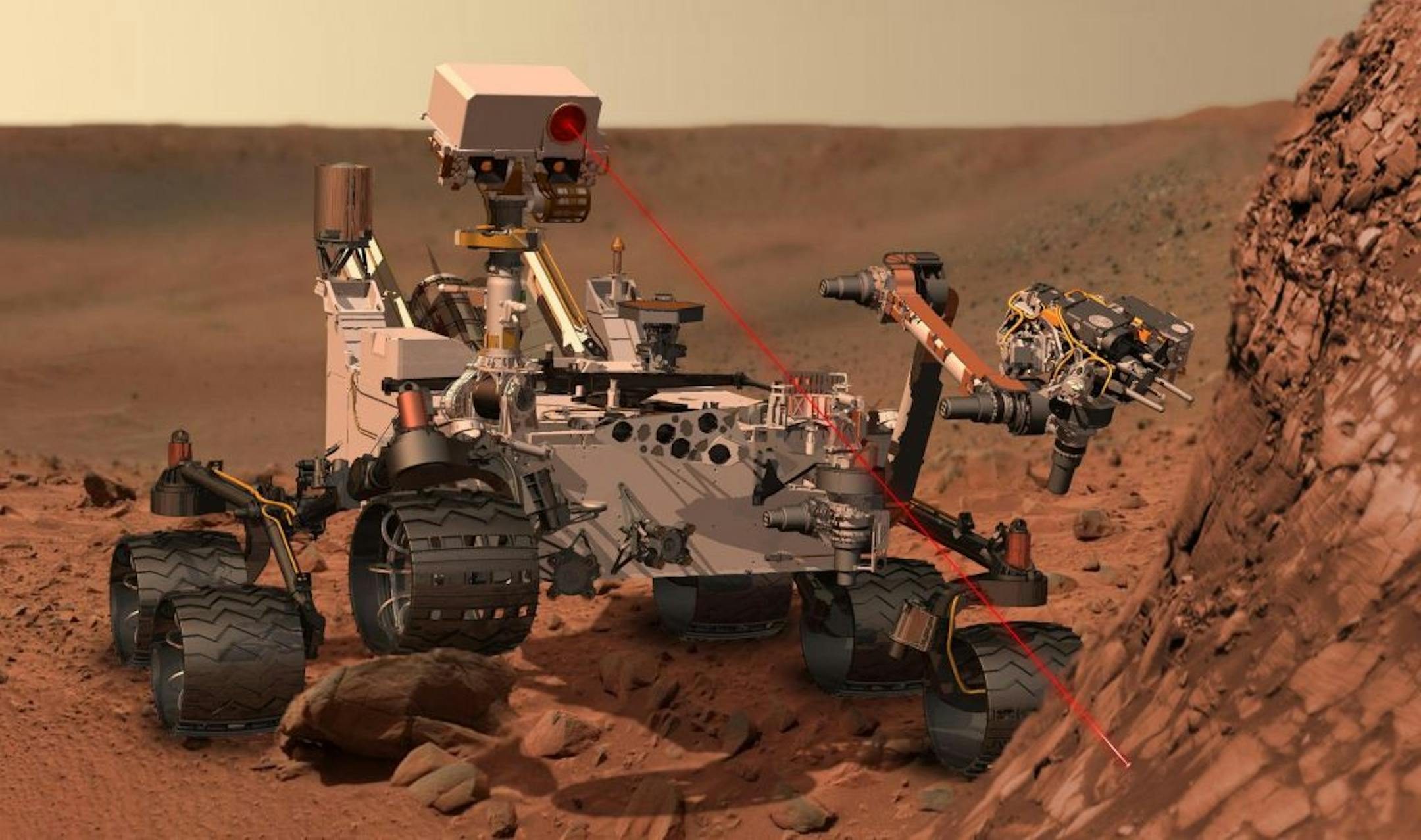 This artist's rendering shows the Mars Rover, Curiosity.