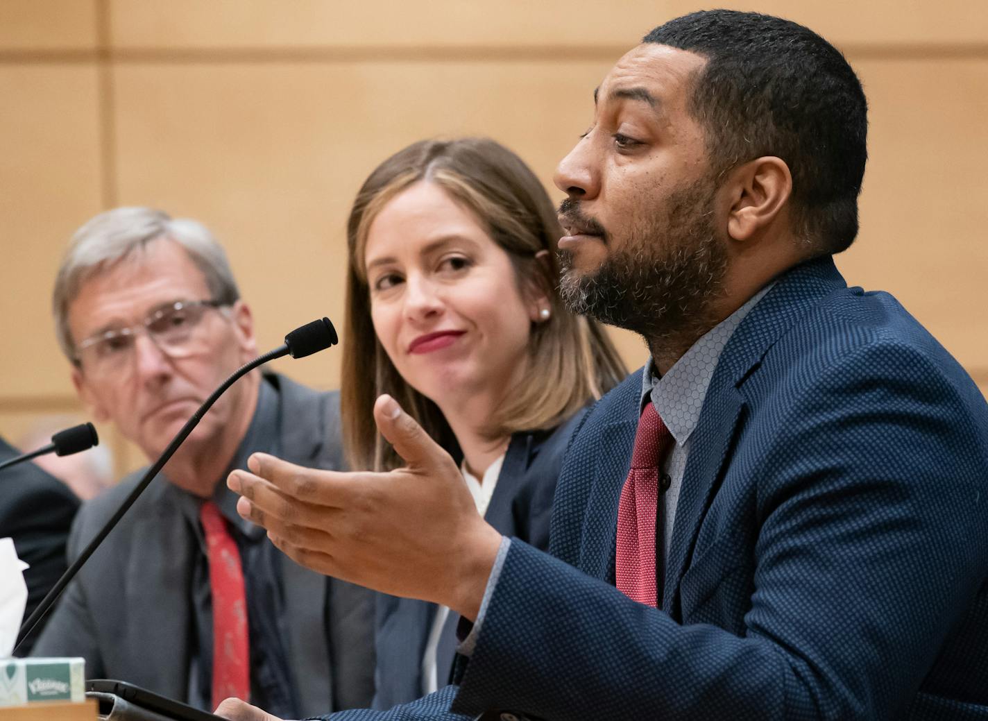 Bill author Melisa Franzen, D-Edina, and Republican co-sponsor Scott Jensen, R-Chaska, left, listened as Marcus Harcus spoke in support of the bill. Harkus is executive director of the campaign for full legalization. ] GLEN STUBBE &#x2022; glen.stubbe@startribune.com Monday, March 11, 2019 By a series of party line votes, the Republican controlled Senate Judiciary and Public Safety Committee voted to effectively kill the bill that would have opened the door for legalization of marijuana for recr