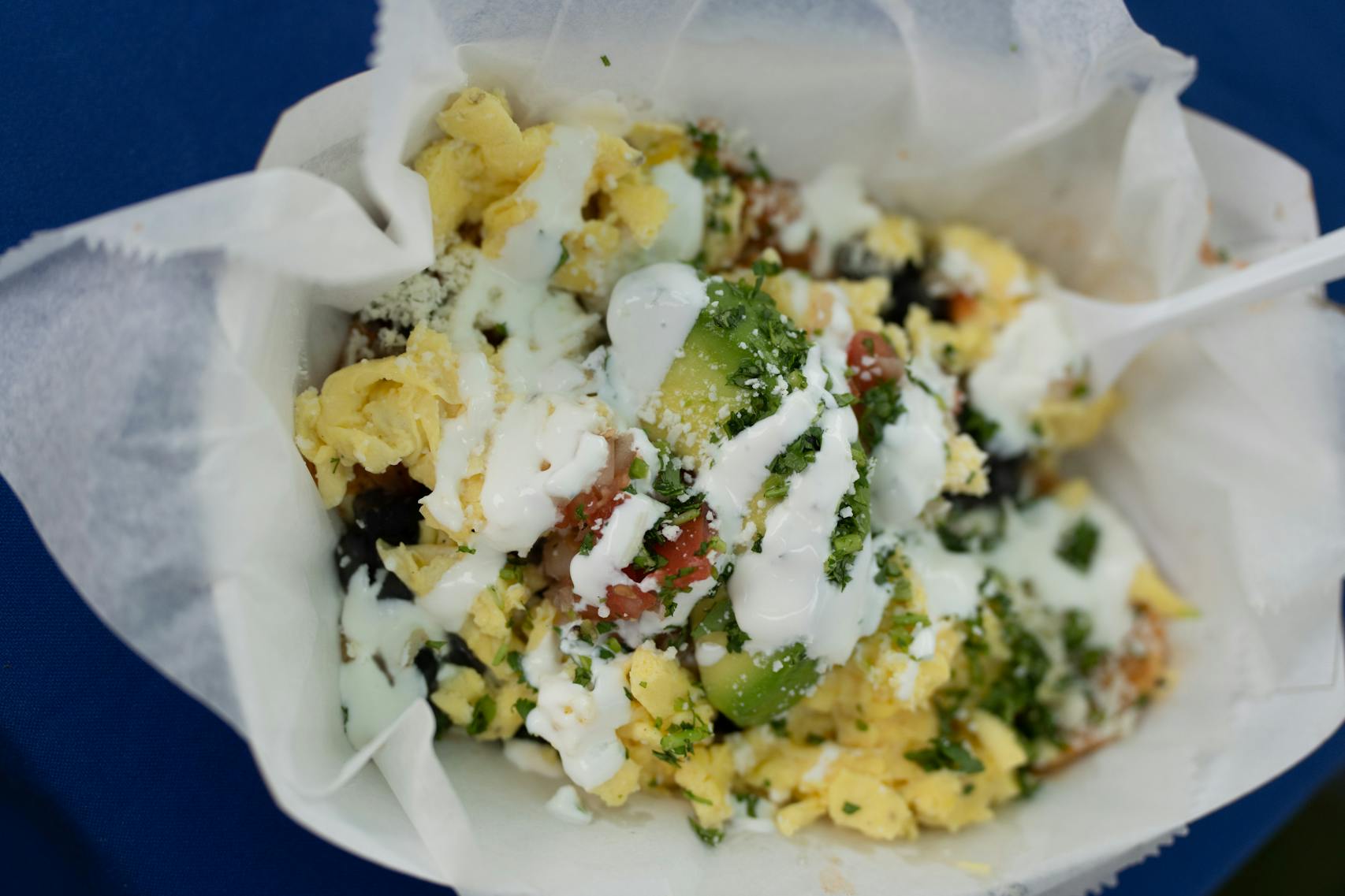 Chilaquiles Breakfast from Tejas Express. New foods at the Minnesota State Fair photographed on Thursday, Aug. 25, 2022 in Falcon Heights, Minn. ] RENEE JONES SCHNEIDER • renee.jones@startribune.com