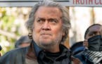Former White House strategist Steve Bannon paused to speak with reporters after departing federal court on Monday, Nov. 15, 2021, in Washington.
