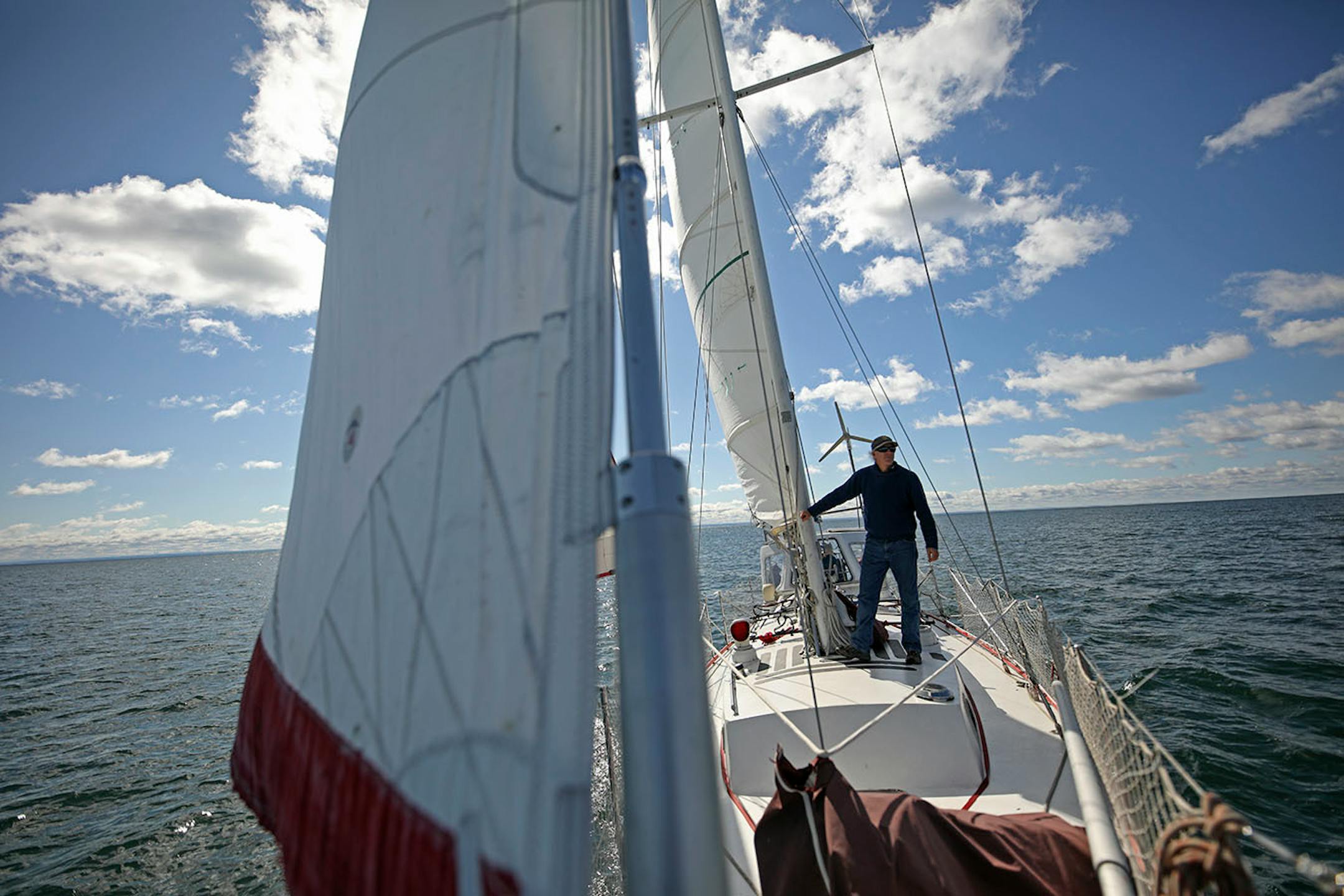 Mark and Katya Gordon sail Amicus out of Knife River.