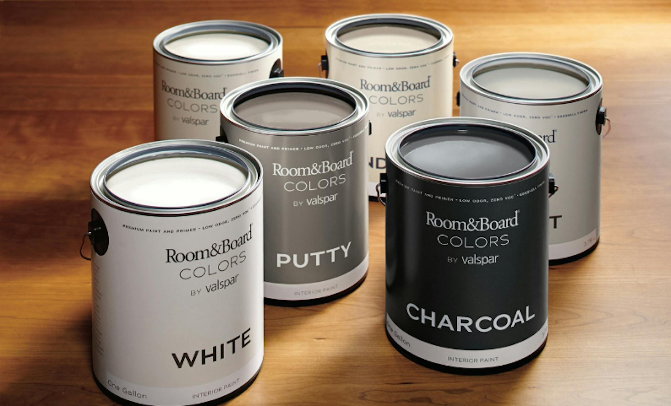 A PERFECT HOME DECOR PAIRING IS LAUNCHED: ROOM & BOARD AND VALSPAR. A partnership between Valspar and Room & Board has been formed that is resulting in a curated palette of interior paints designed to coordinate with the retailer's collection of modern American-made home furniture and accessories. Room & Board Colors by Valspar is available in four-ounce samples, $6, and gallon size, $50. For more information about Room & Board Colors by Valspar, visit www.RoomandBoard.com. (PRNewsFoto/Valspar)