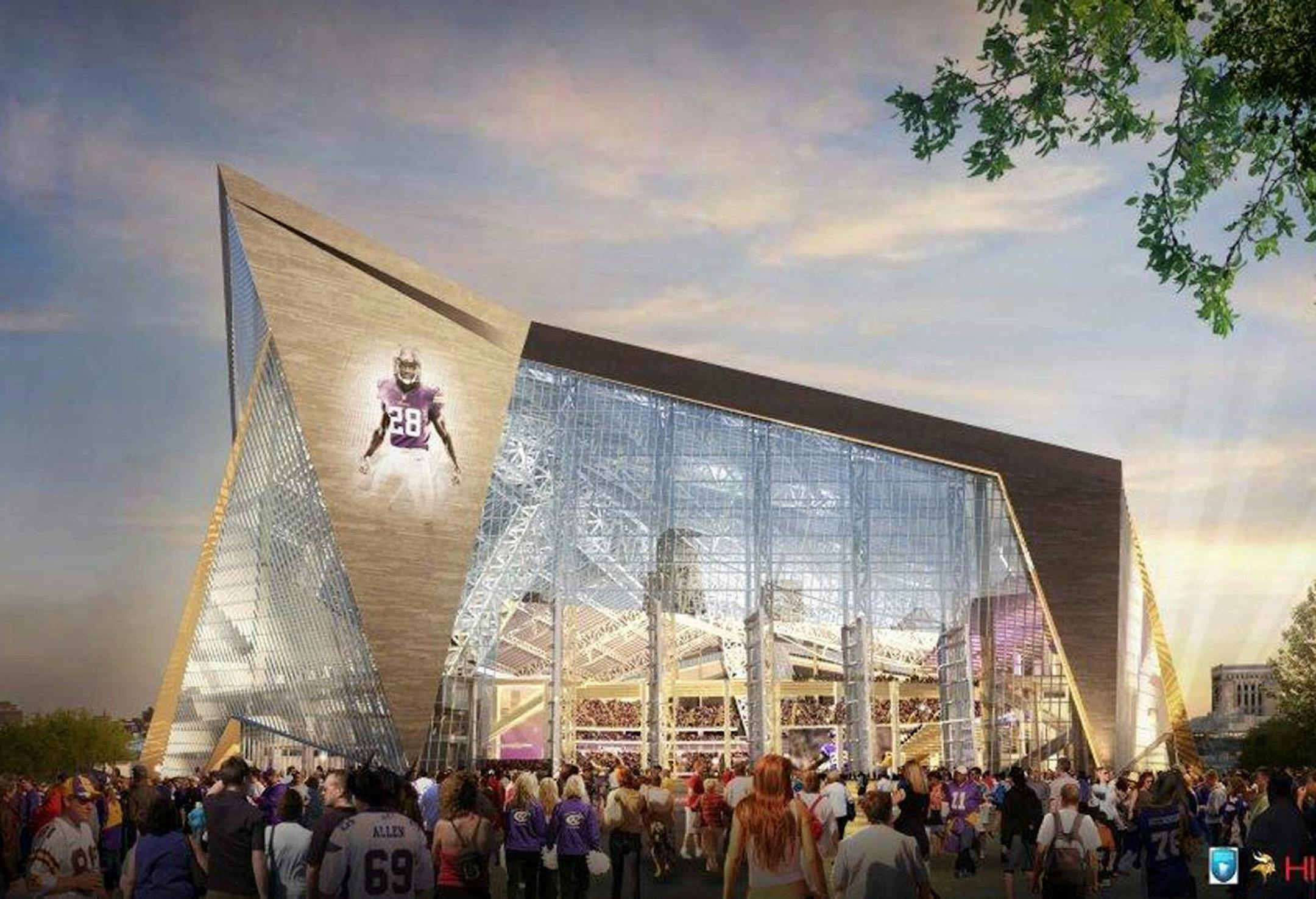 FILE - This fie handout released May 13, 2013, by the Minnesota Sports Facilities Authority and the Minnesota Vikings shows the new Vikings stadium in this rendering by HKS Sports and Entertainment Group. The Vikings say they'll raise their contribution to a new stadium to more than $500 million to make sure the project has everything they want. Vice President Lester Bagley says the extra money is the only way to preserve the design and features in the new stadium, which will now cost more than