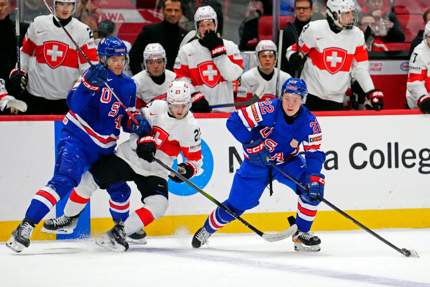 Team USA beats Switzerland 7-2 in world junior hockey quarterfinals