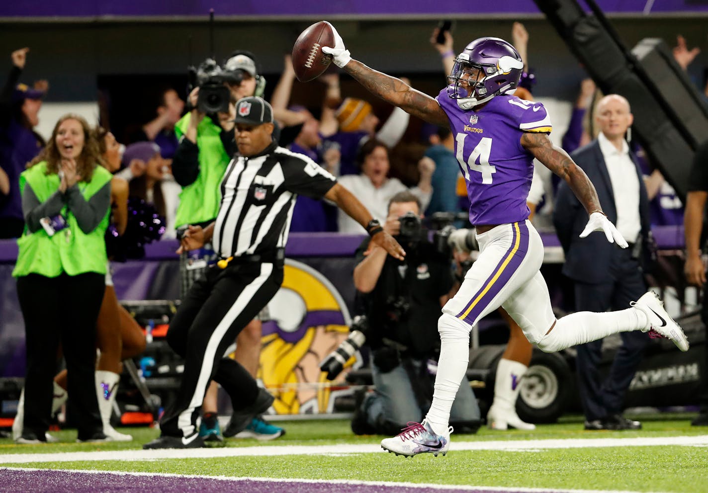 Stefon Diggs scored a 61-yard touchdown - the Minneapolis Miracle - to beat the Saints 29-24 in last year's playoffs.