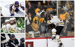 Clockwise from top left: Jimmy Dodig of Cretin-Derham Hall, Carson Pilgrim of Warroad, Owen Buesgens of Chanhassen and Bobby Cowan of Edina.