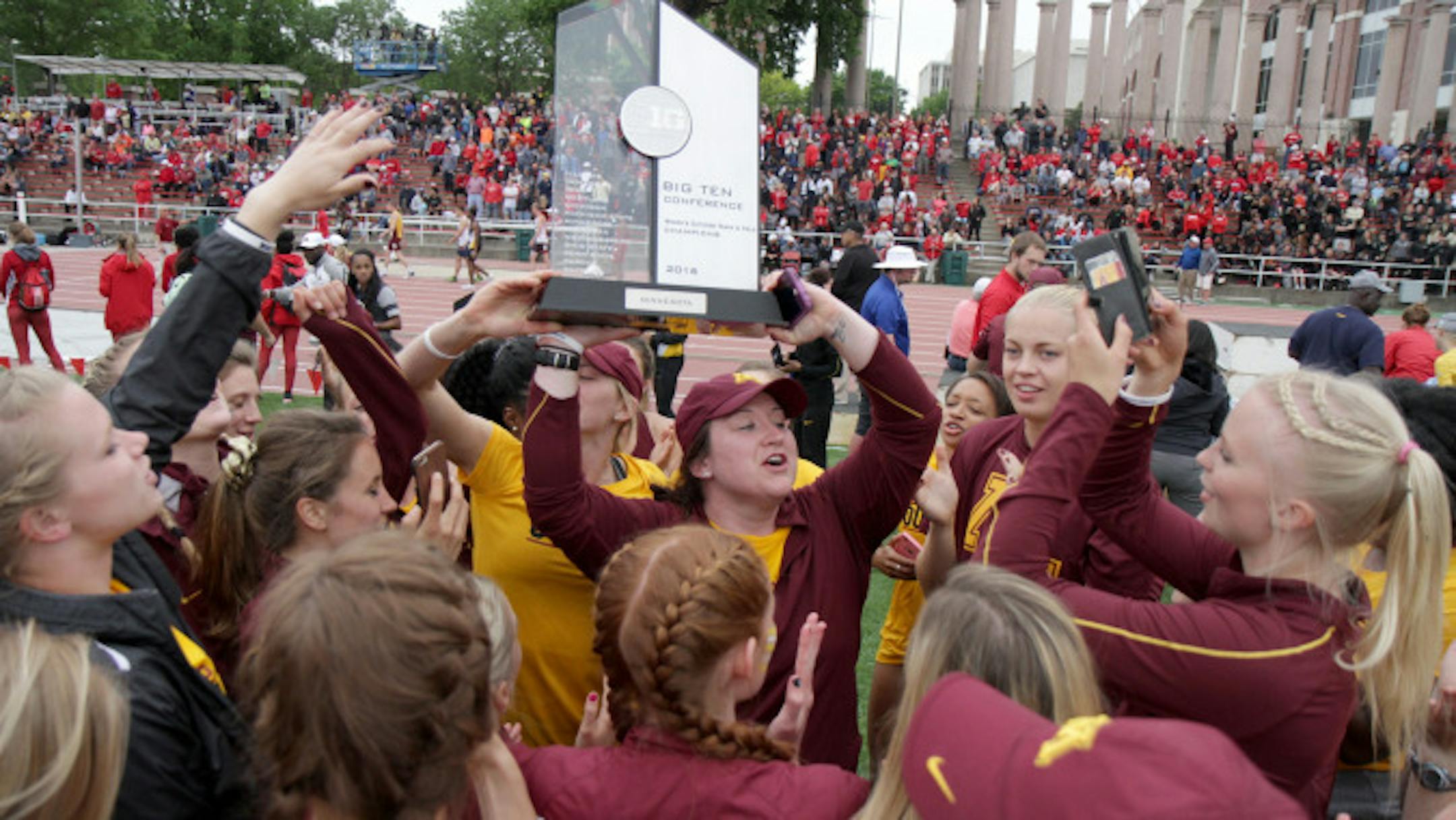 A fourth place in the 1,600-meter relay gave the Gophers a share of the Big Ten women's track and field championship with Michigan on Sunday in Lincoln, Neb. For more Gophers photos, go to gophersports.com