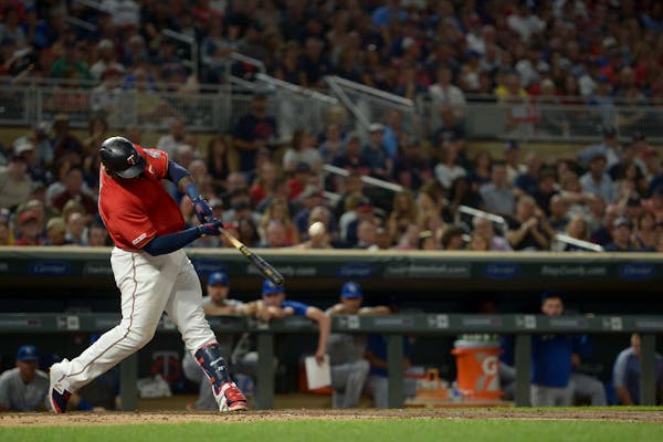 Miguel Sano (22) hit a home run into the third deck in left field on Thursday night.