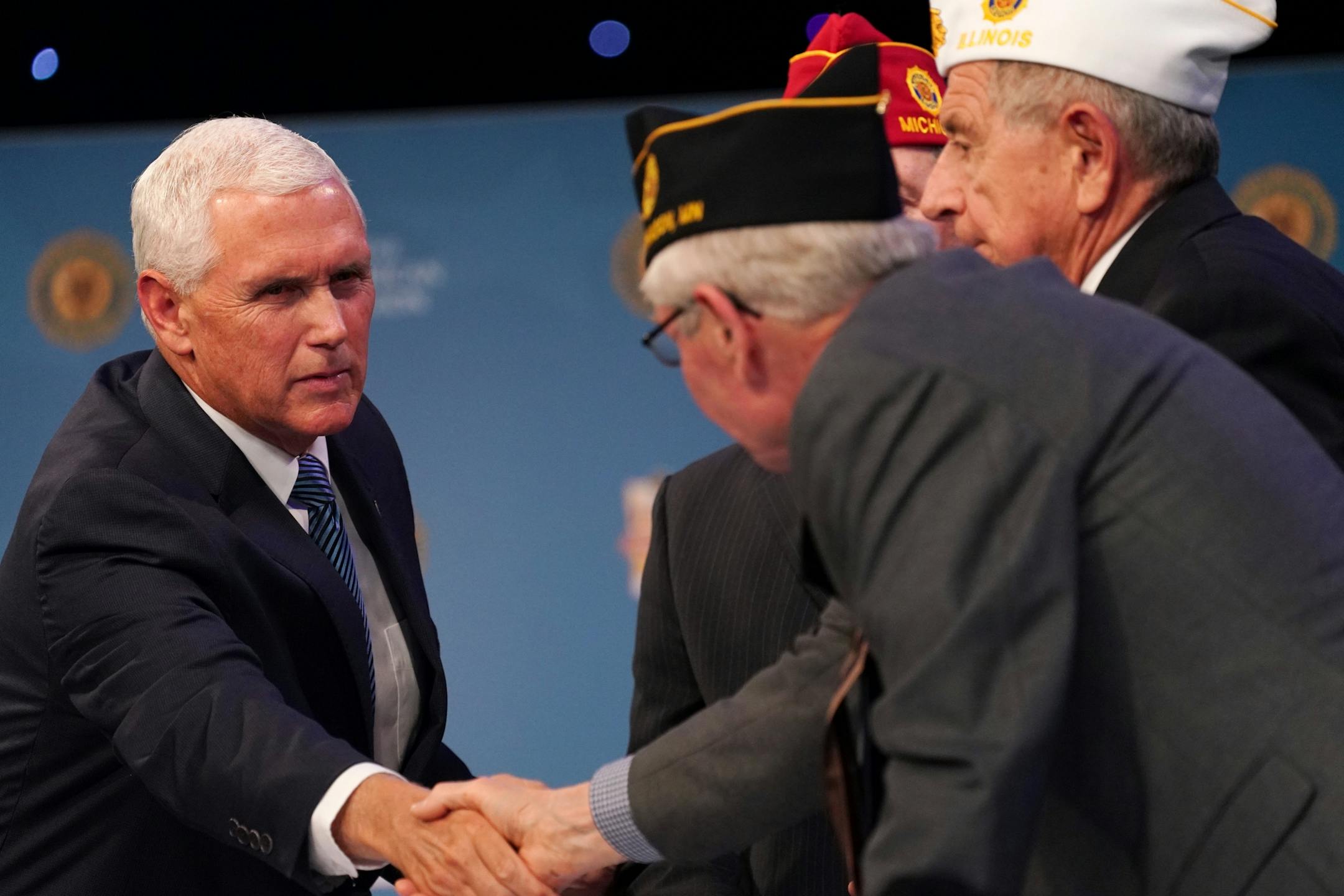 Vice President Mike Pence shook hands with attendees of the American Legion National Convention after speaking Thursday.