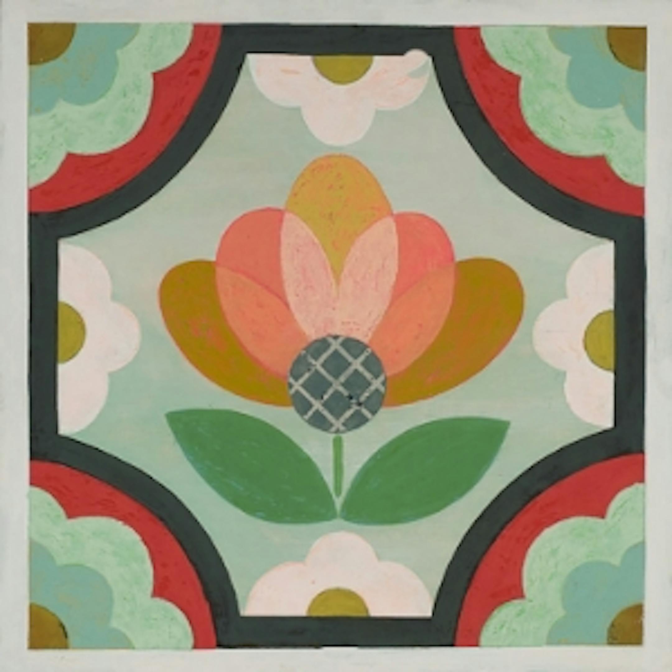 Handpainted hardwood floor tiles from Mirth