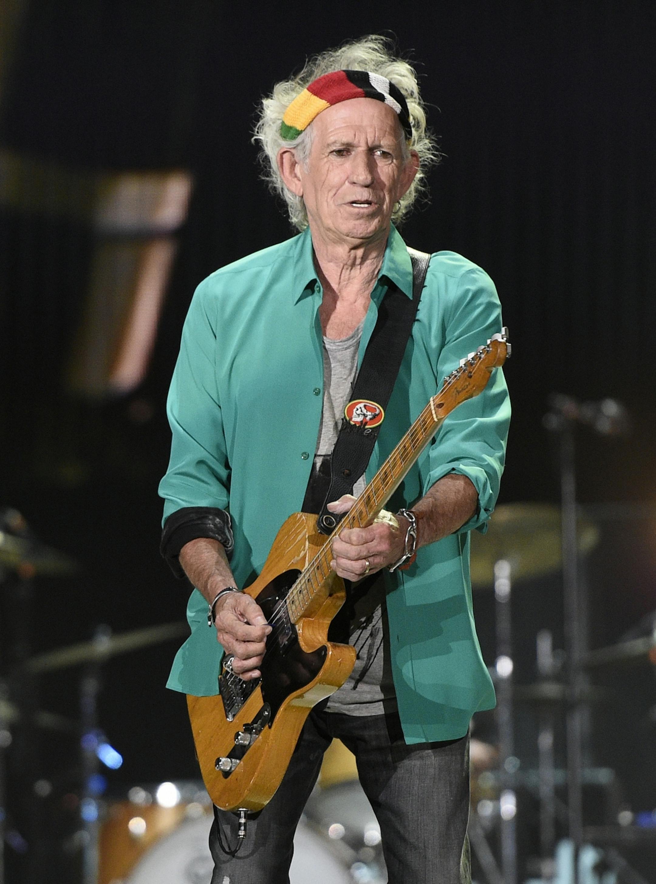 Keith Richards of The Rolling Stones performs on day 1 of the 2016 Desert Trip music festival at Empire Polo Field on Friday, Oct. 7, 2016, in Indio, Calif.