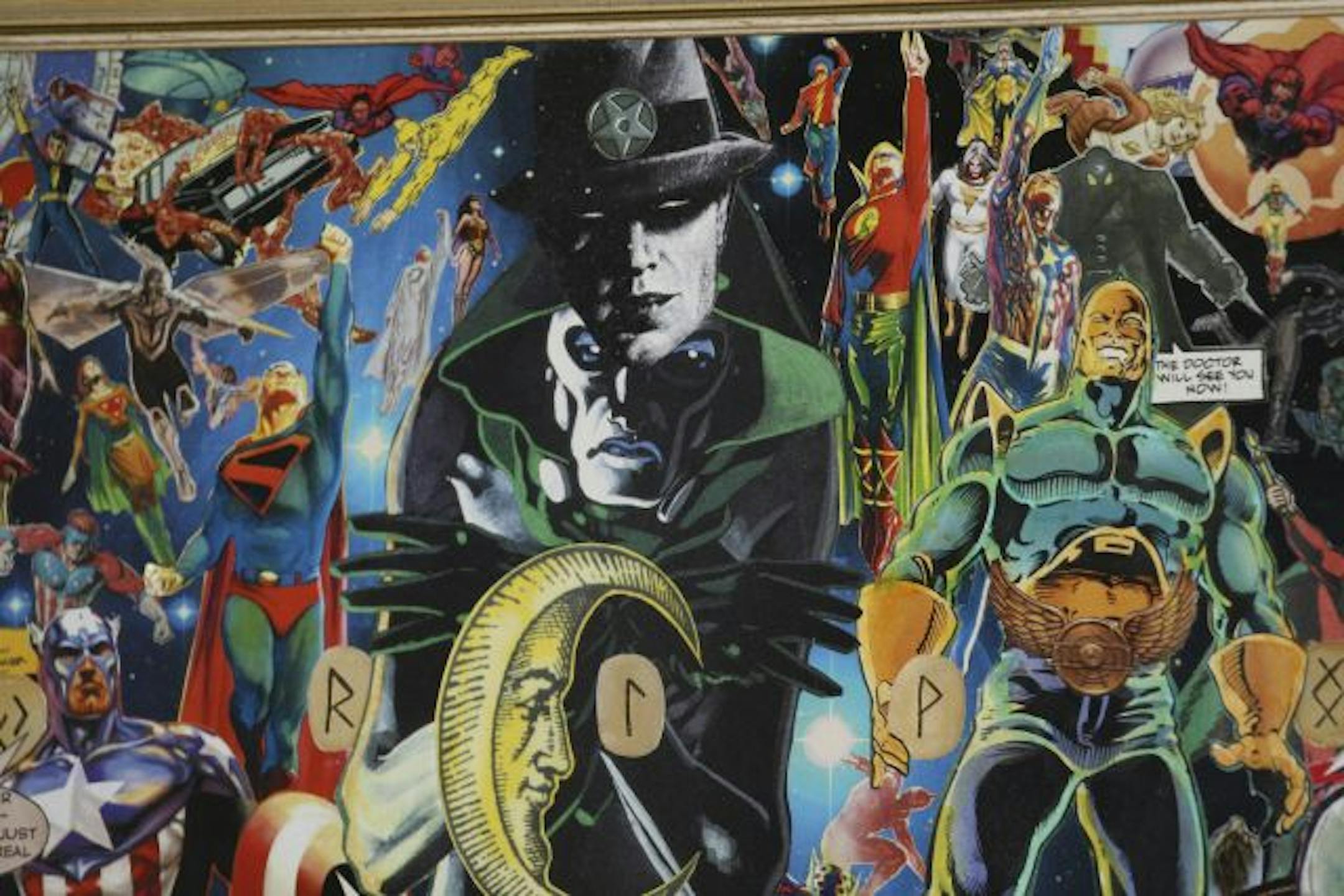 One of the collages by rock vet Curtiss A in a new exhibit.