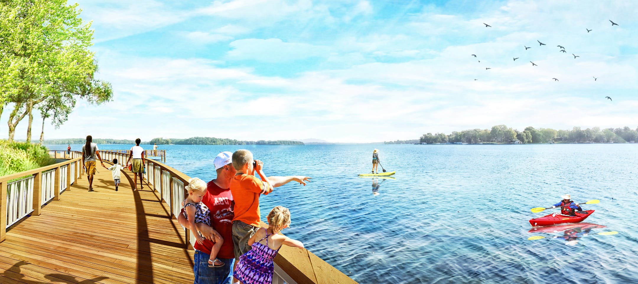 Boardwalk and fishing pier, rendering