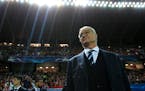 Leicester manager Claudio Ranieri stands pitch side ahead of the Champions League round of 16 soccer match between Sevilla and Leicester City at the R