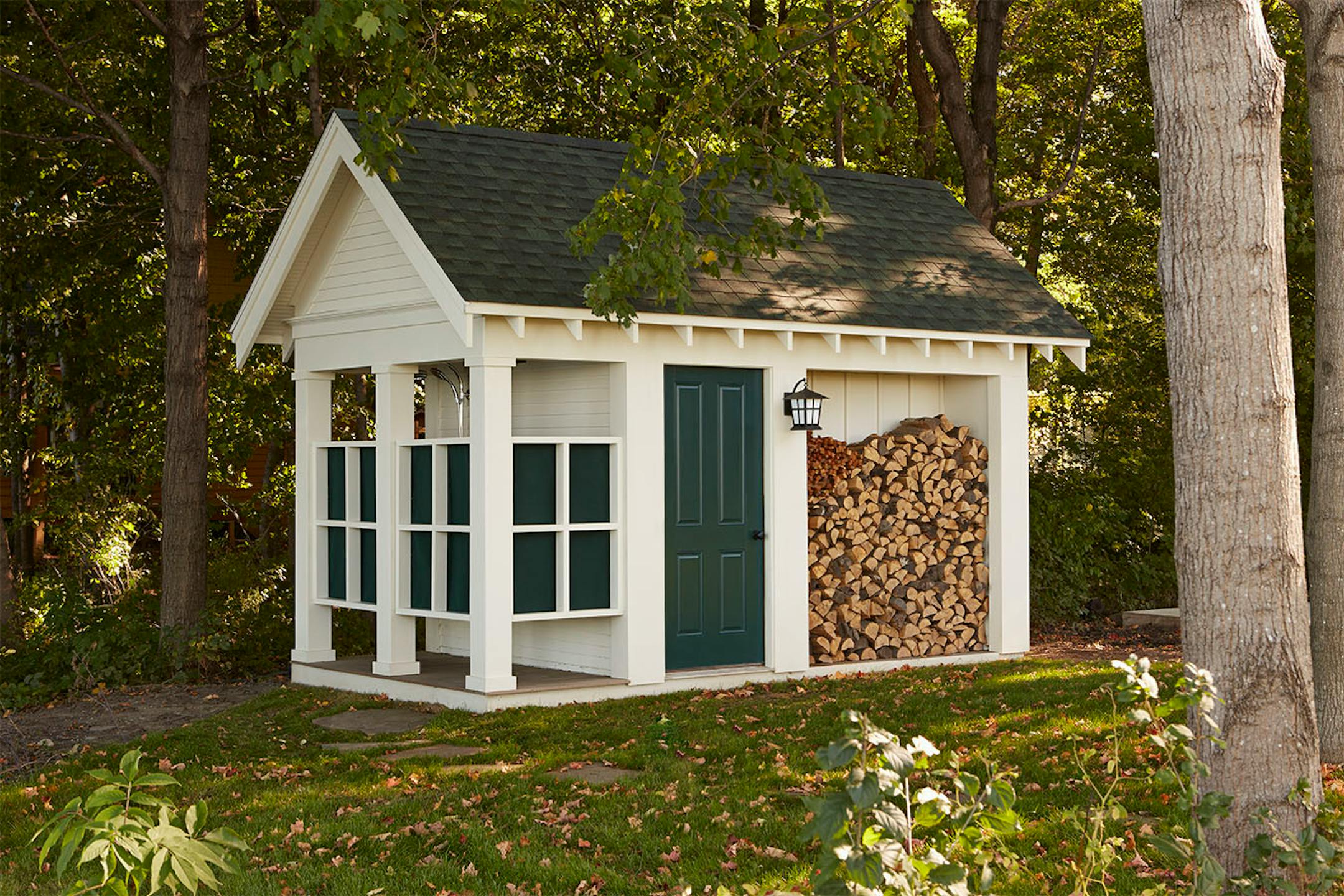 A storage shed on the Moores' property matched the home.