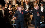 Cuban piano player Frank Fernandez, left, and Minnesota Orchestra music director Osmo Vanska take bows during Minnesota Orchestra's first concert of t