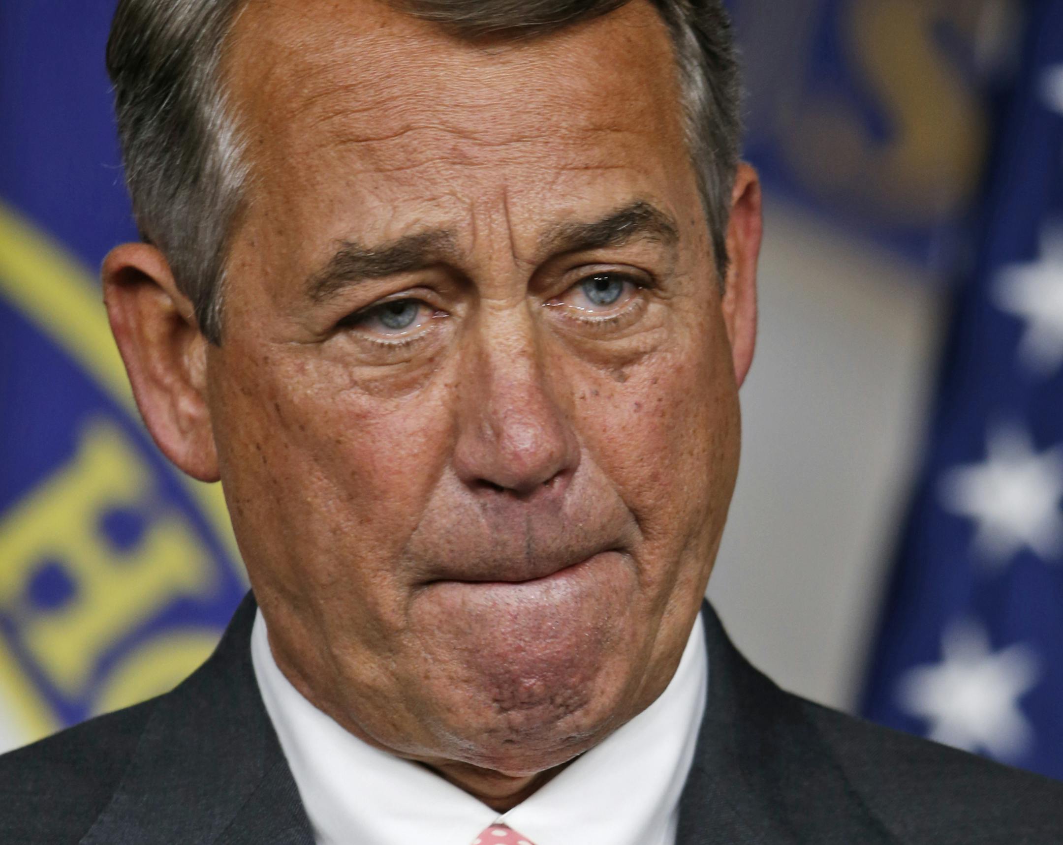 House Speaker John Boehner, of Ohio, speaks during a news conference on Capitol Hill in Washington, Friday, Sept. 25, 2015. In a stunning move, Boehner informed fellow Republicans on Friday that he would resign from Congress at the end of October, stepping aside in the face of hardline conservative opposition that threatened an institutional crisis.(AP Photo/Steve Helber)