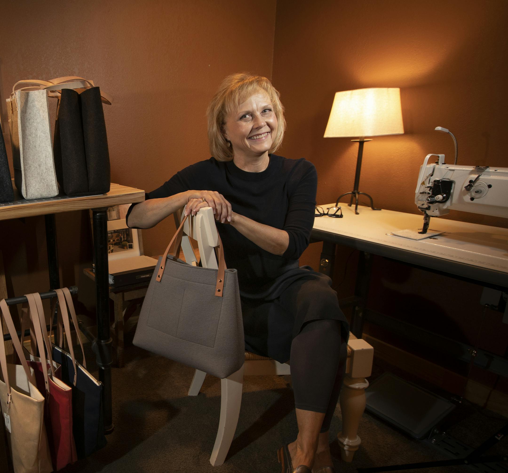 Laurie Sorenson makes her signature square- and pyramid-shaped LES Bags in her Robbinsdale basement. $58-$130, les-bags.com.