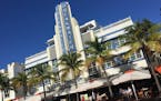The Breakwater Hotel is one of the most photographed sights on Ocean Drive in Miami Beach. It dates from 1936.