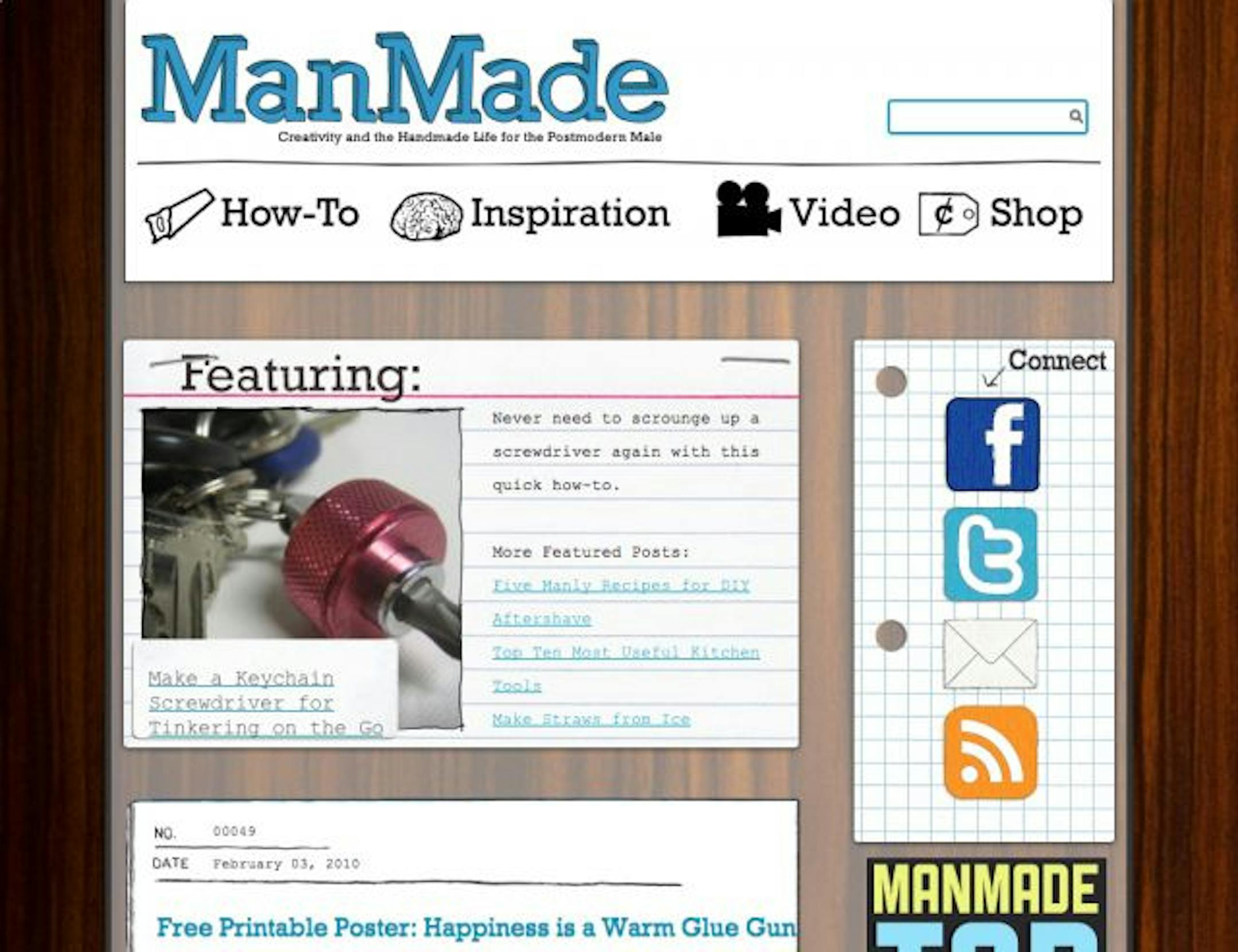 New from the producers of curbly.com , the Minneapolis do-it-yourself blogging community: ManMadeDIY.com , a crafting site for the postmodern male.