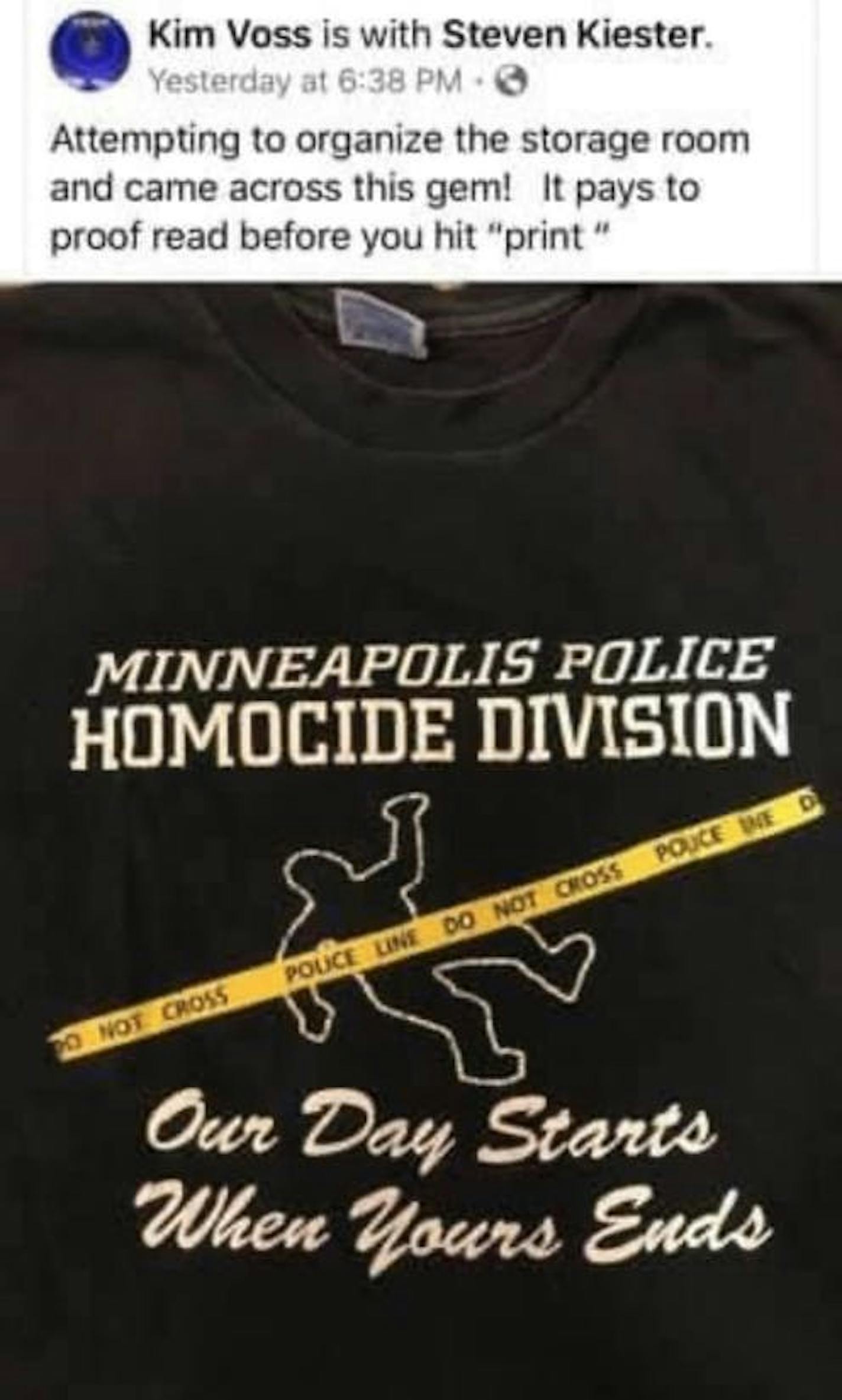 A Facebook post by a Minneapolis police commander featuring an old T-shirt drew an apology from Chief Medaria Arradondo. (Facebook)