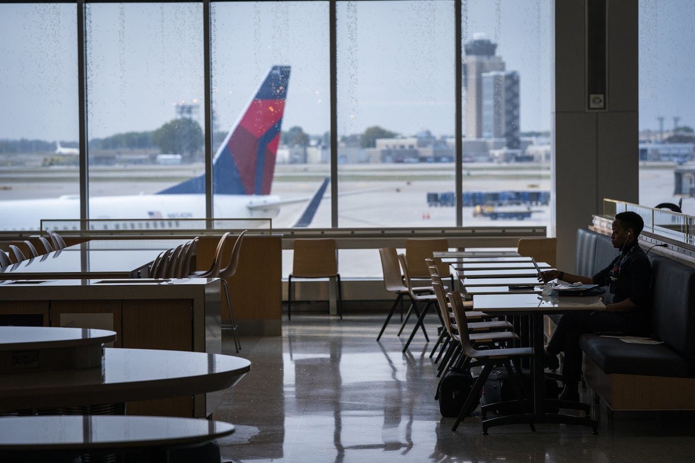 Passenger volume is expected to be about 65% below year-ago levels during Thanksgiving week at Minneapolis-St. Paul International Airport. File photo of a food court area in Terminal 1 taken in September. ] LEILA NAVIDI • leila.navidi@startribune.com