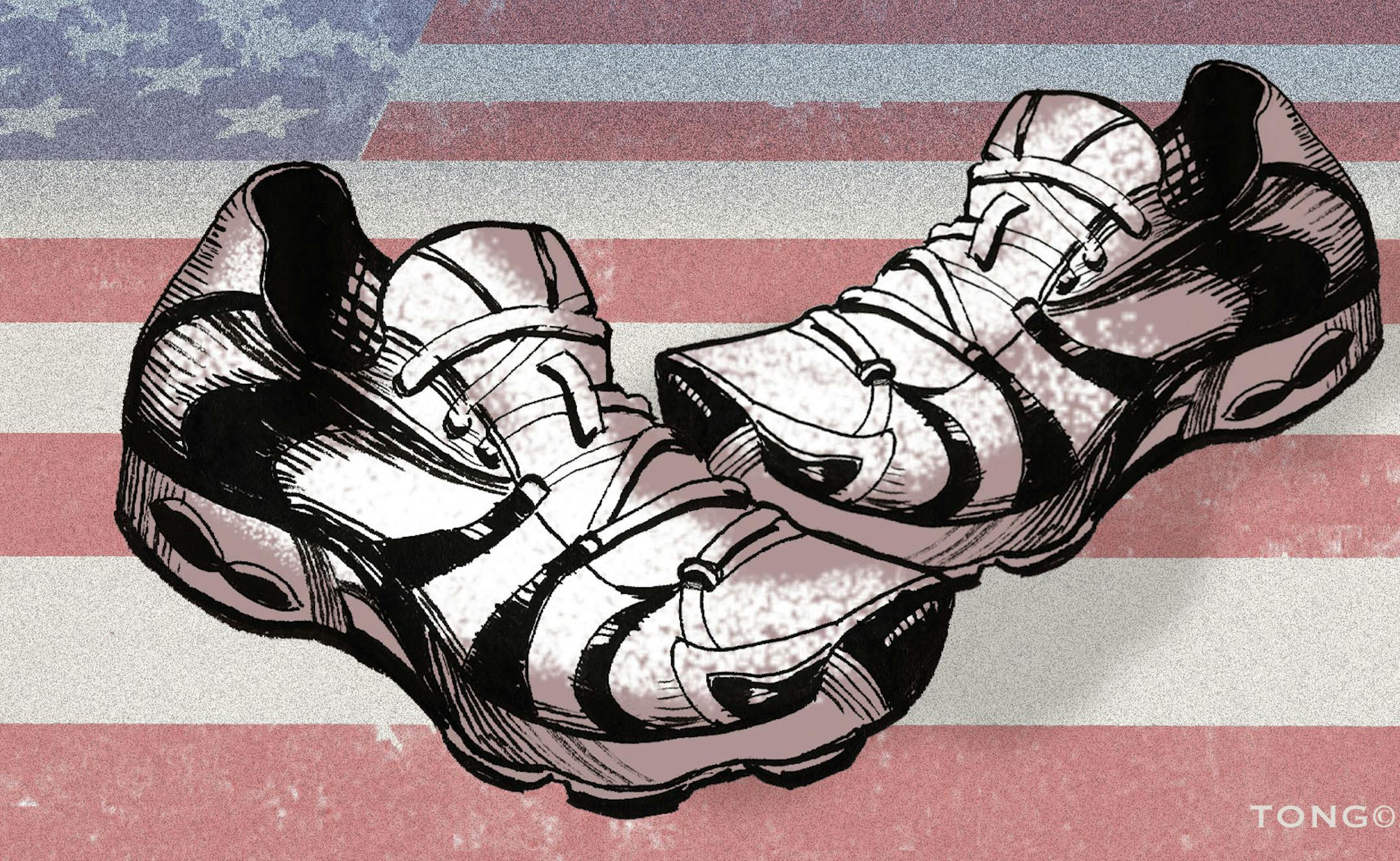 The illustration relates to the Boston Marathon bombings.