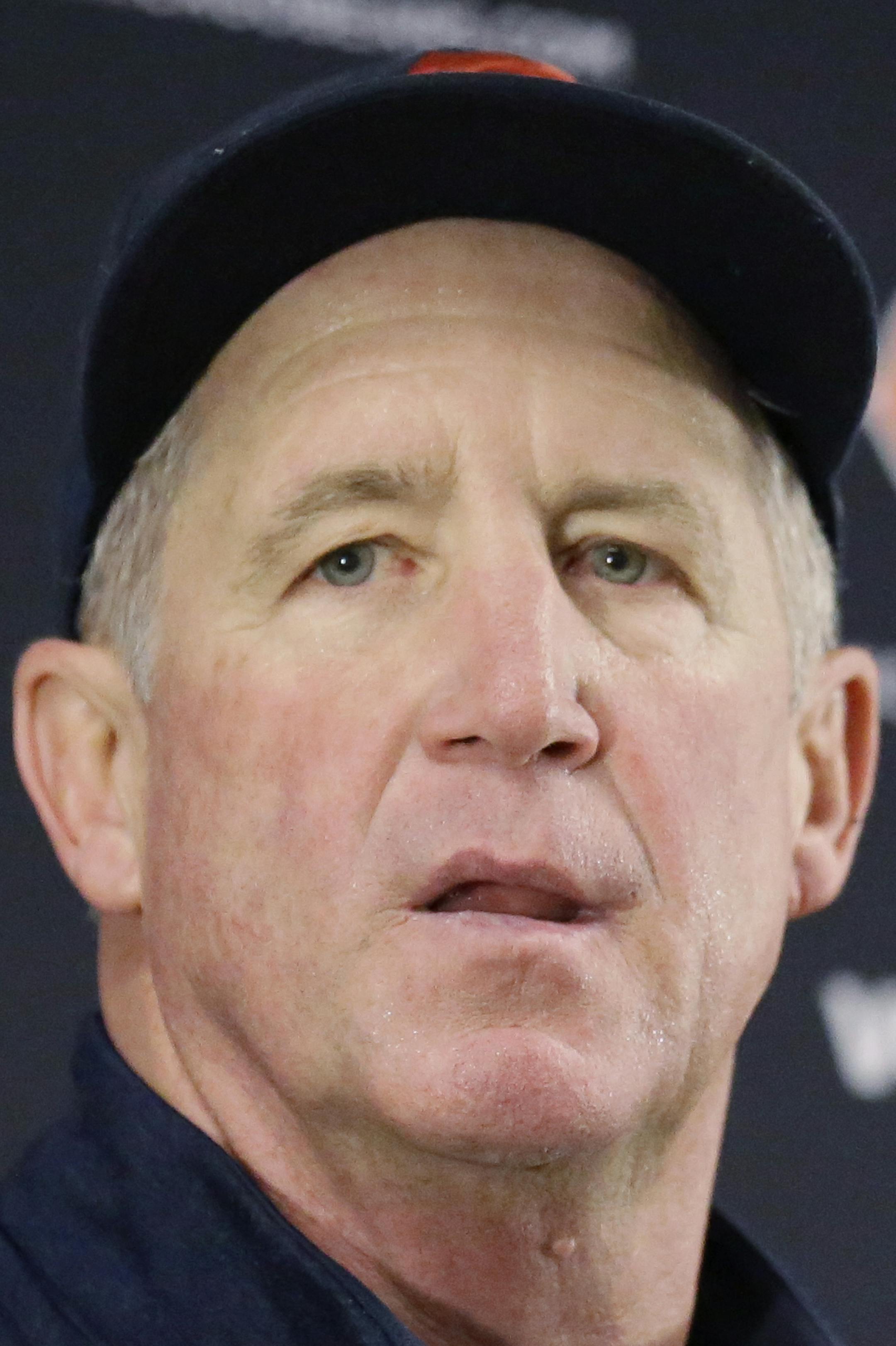 Chicago Bears head coach John Fox talks during a post-game interview after an NFL football game against the Washington Redskins, Sunday, Dec. 13, 2015, in Chicago. The Redskins won 24-21. (AP Photo/Nam Y. Huh)