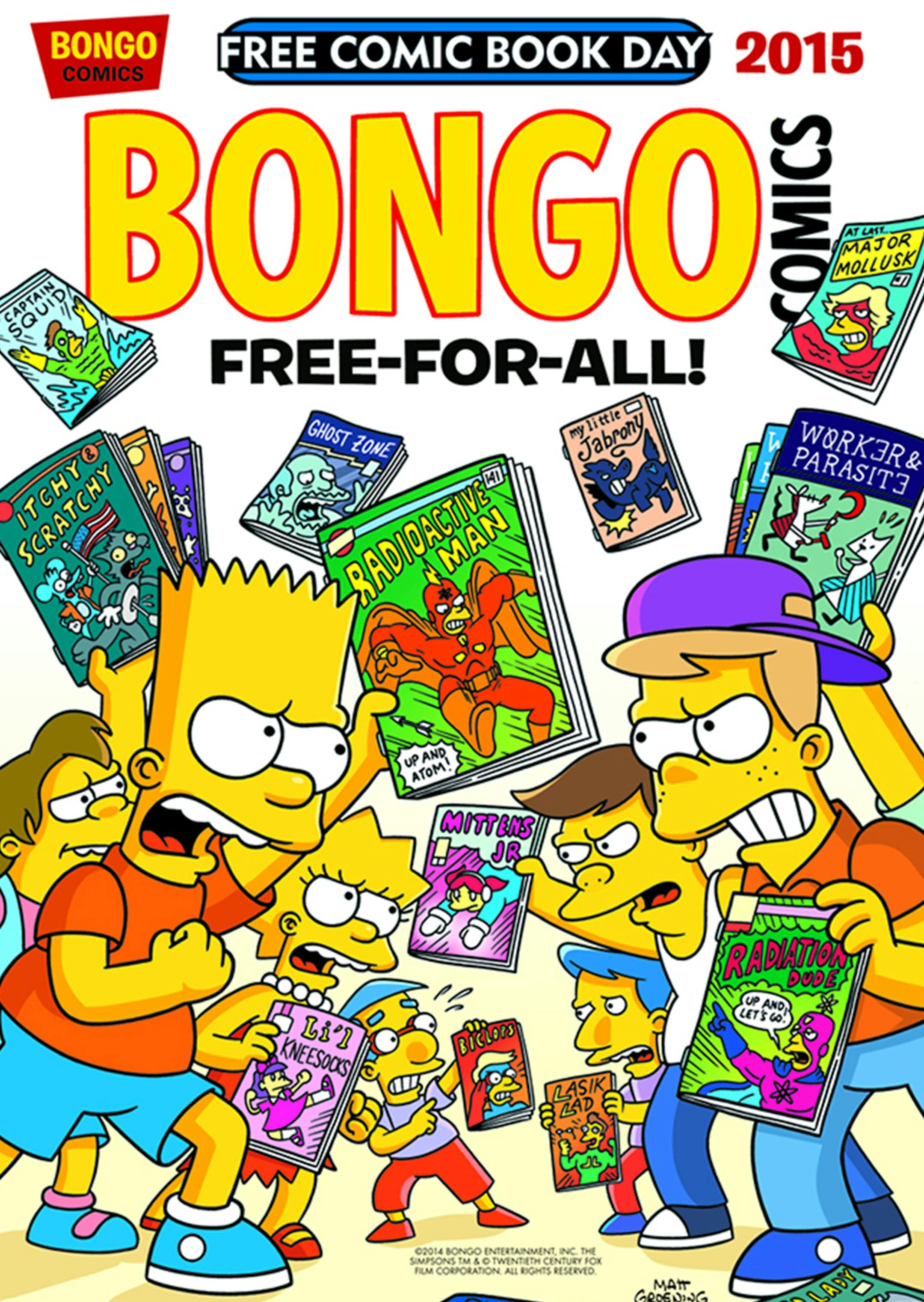 The "Bongo Free-For-All," starring The Simpsons, has been a staple of Free Comic Book Day for years. (Photo courtesy Bongo Comics/TNS) ORG XMIT: 1166978