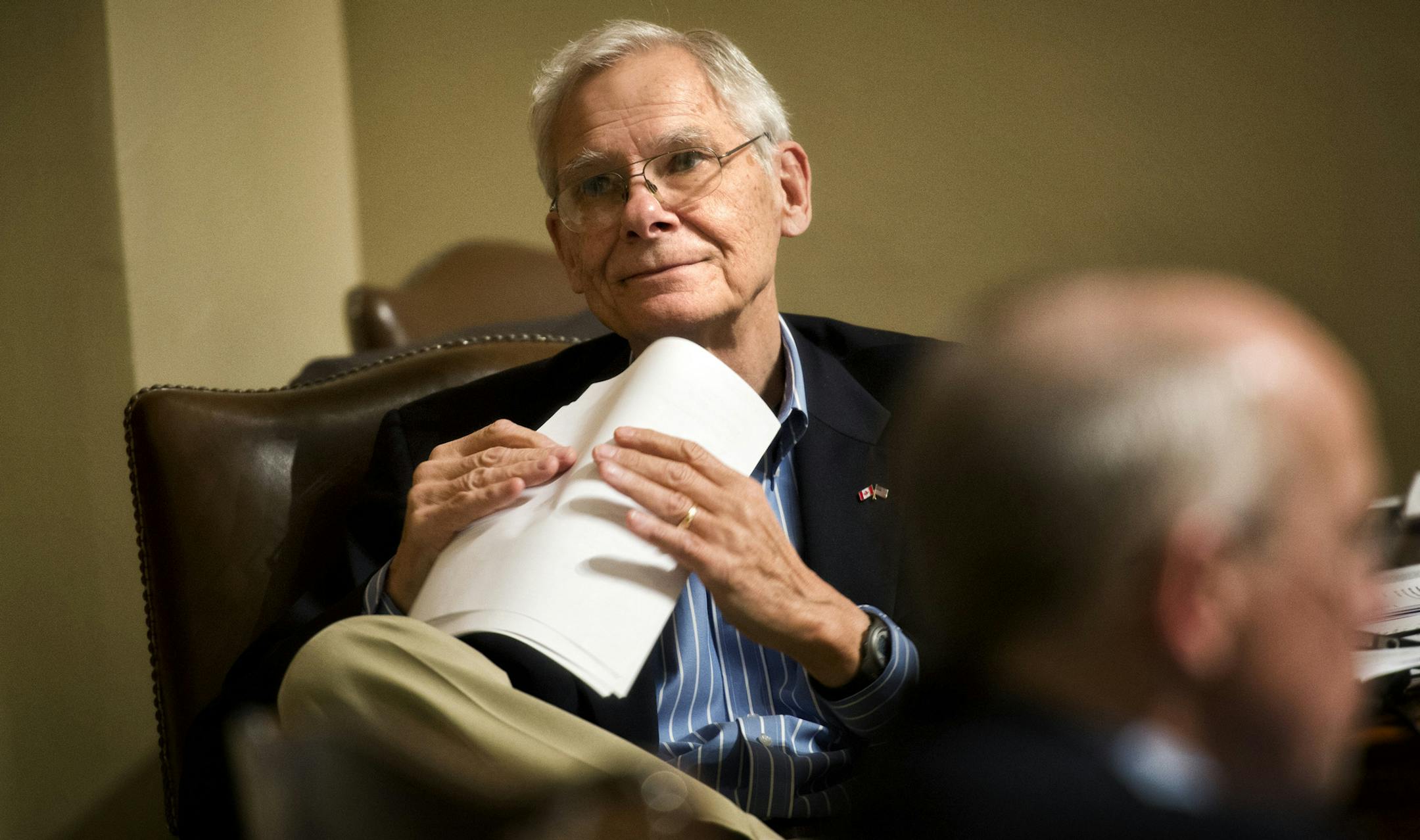 HHS bill sponsor Rep. Thomas Huntley, DFL-Duluth listened as Republican representatives challenged the first amendment to his bill on the House floor. The Minnesota House debated the first of 87 amendments on Health and Human Services Omnibus Finance bill for at least 3 hours. Monday, April 22, 2013 ] GLEN STUBBE * gstubbe@startribune.com