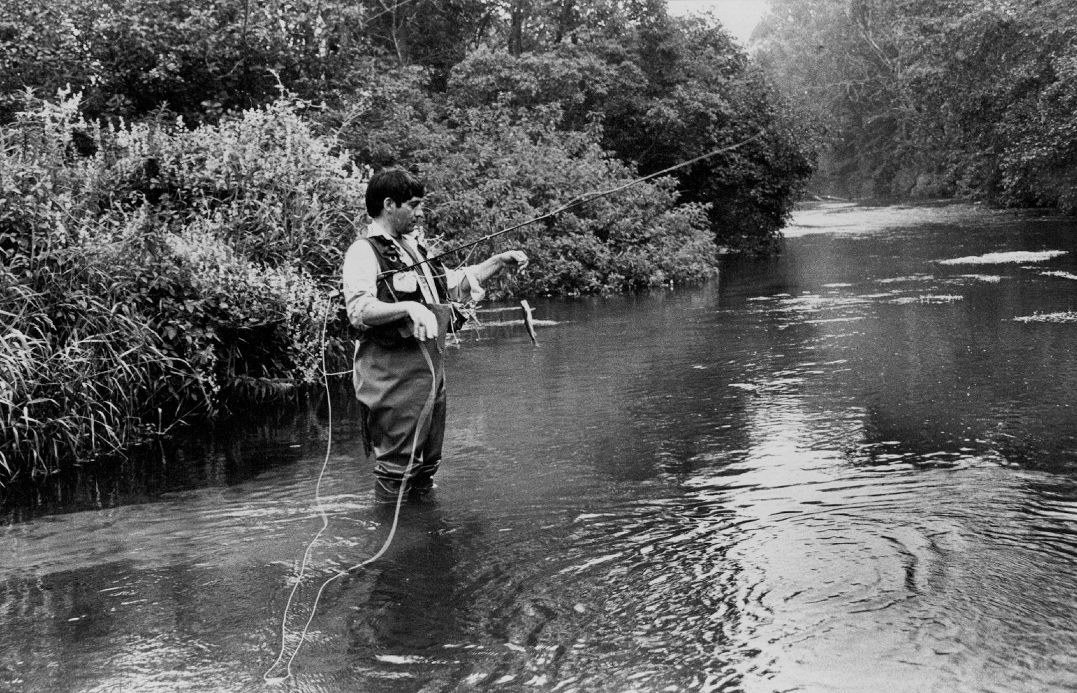Tom Helgeson on the Kinnickinnic River in 1982 near River Falls, Wis.