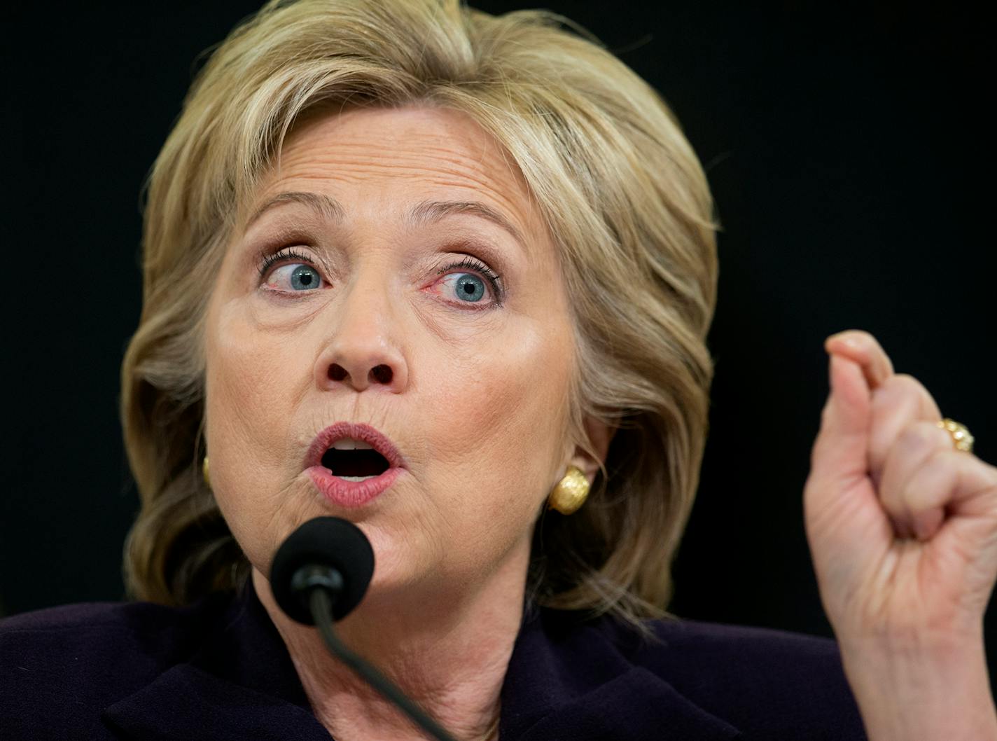 Democratic presidential candidate, former Secretary of State Hillary Rodham Clinton testifies on Capitol Hill in Washington, Thursday, Oct. 22, 2015, before the House Benghazi Committee.