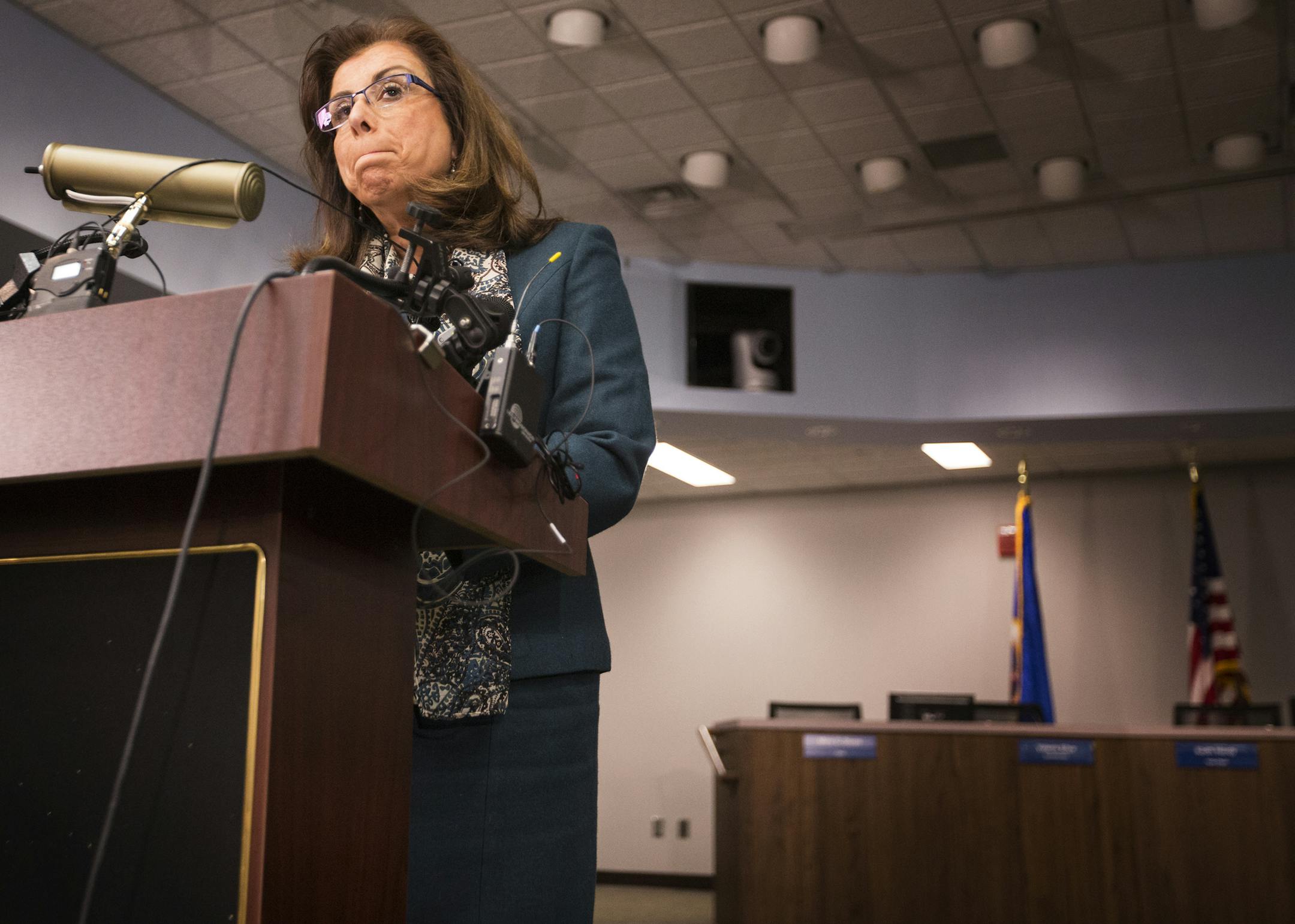 St. Paul schools superintendent Valeria Silva speaks to the media during a press conference at the St. Paul Public Schools administration building on Wednesday, December 9, 2015. ] (Leila Navidi/Star Tribune) leila.navidi@startribune.com ORG XMIT: MIN1512091647001370